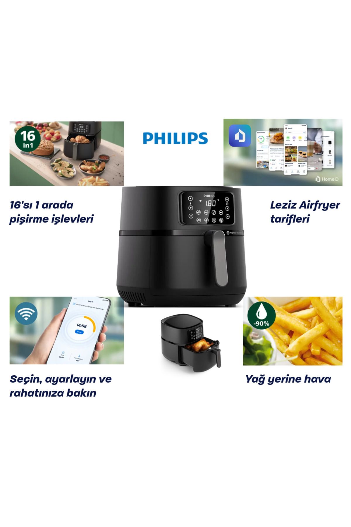 Philips Airfryer 5000 Serisi XXL Connected Fritöz Siyah