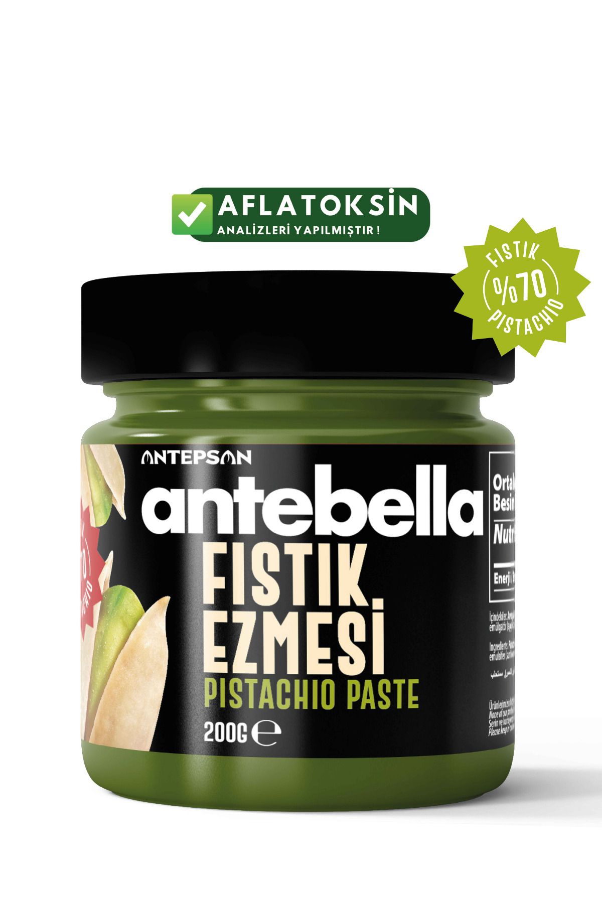 Antebella Antep Fıstık Ezmesi (PARÇACIKLI) 200 G - Antep Fıstığı Ezmesi