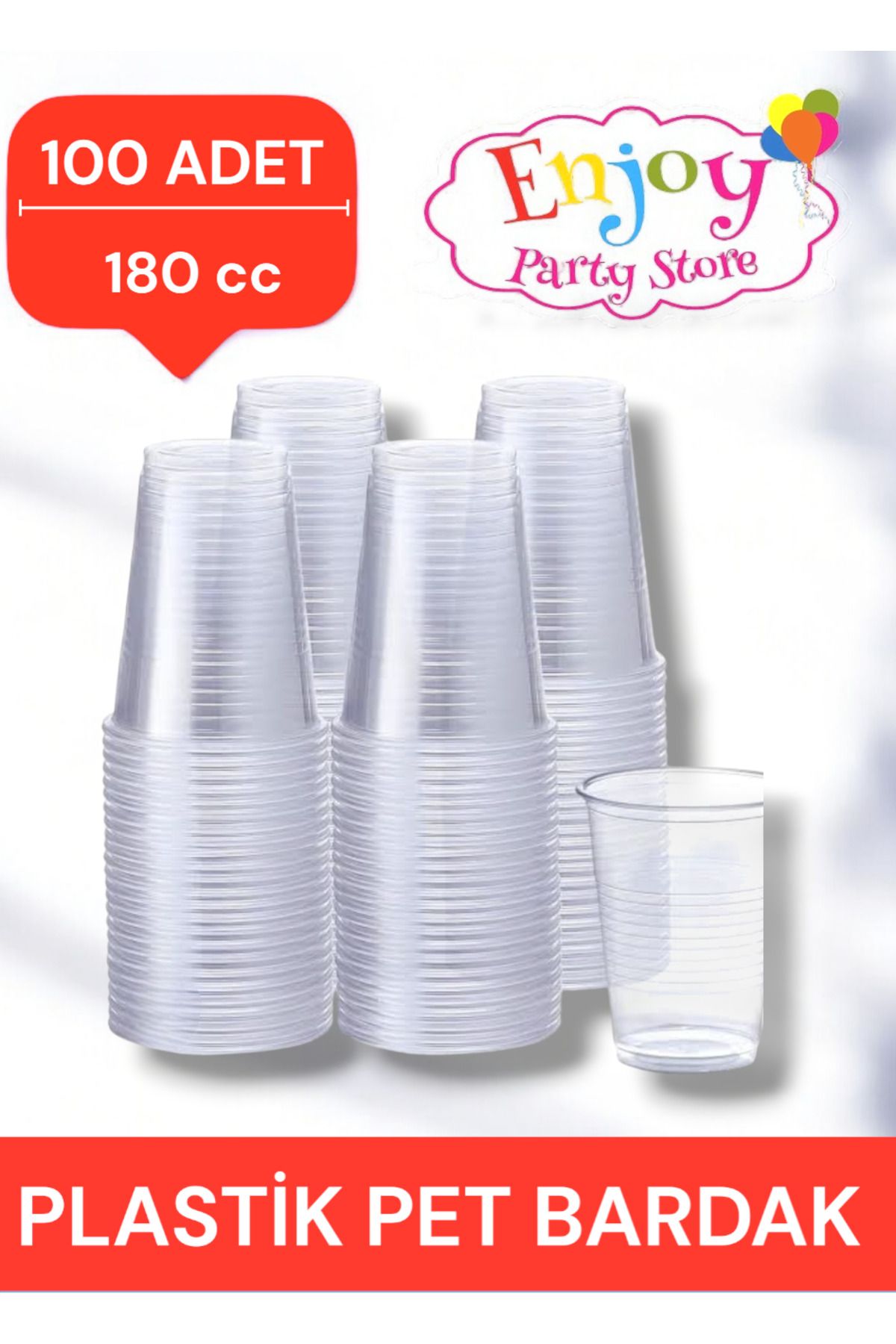 Enjoy Party Store Plastik Pet Bardak Otomat Bardağı 180 Cc 100 Adet