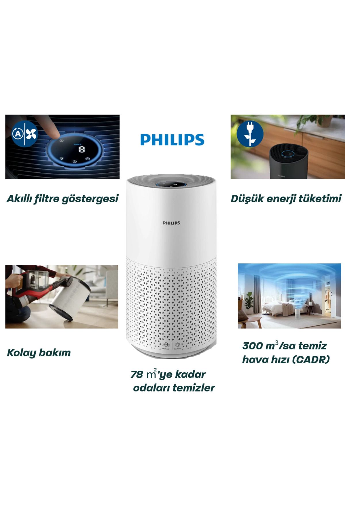 Philips Philips %99,9 oranında virüs, alerjen madde ve kirletici madde gideren Hava Temizleme Cihazı