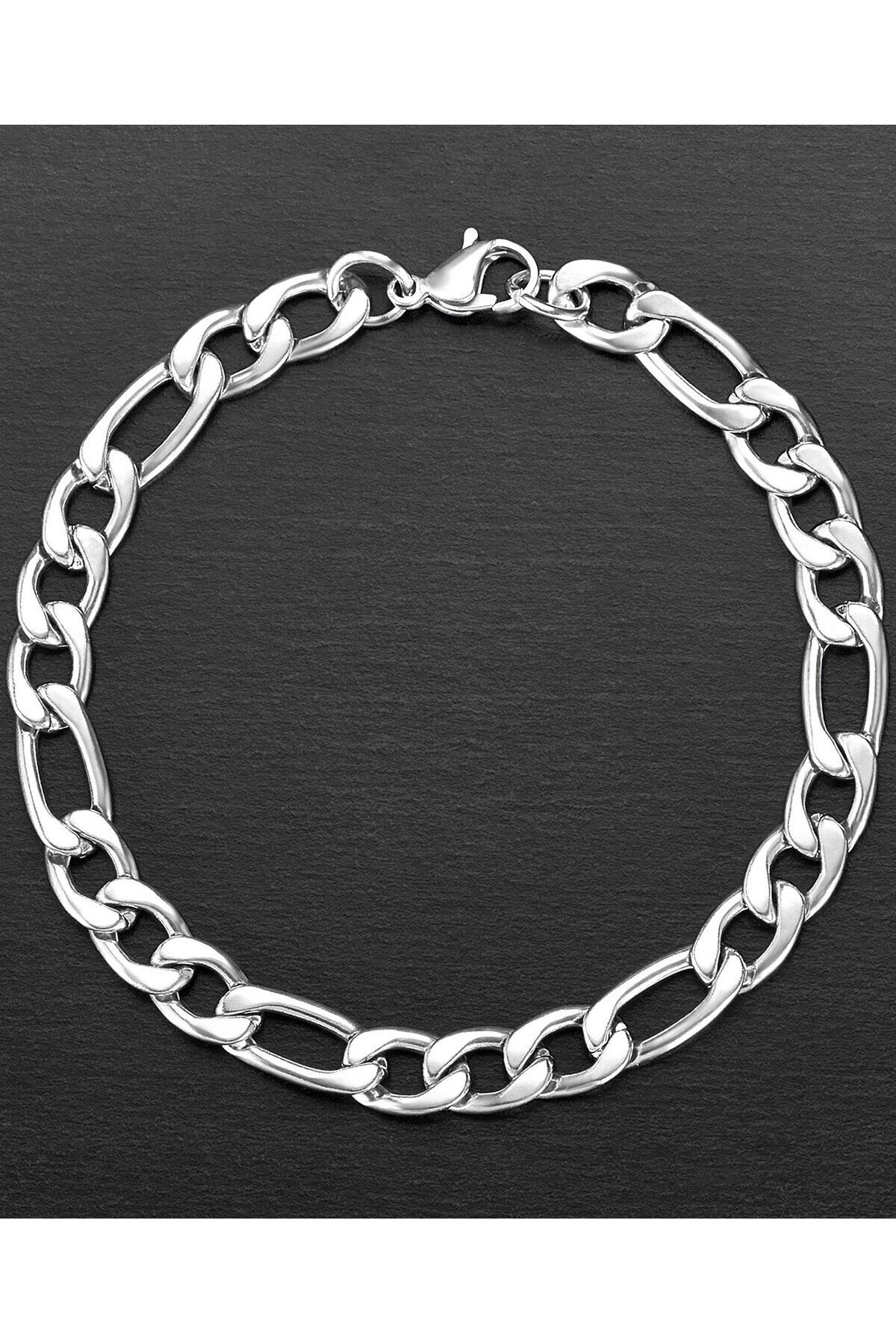 Stainless Figaro eck19b Steel mm Men's Thick Chain Bracelet 8