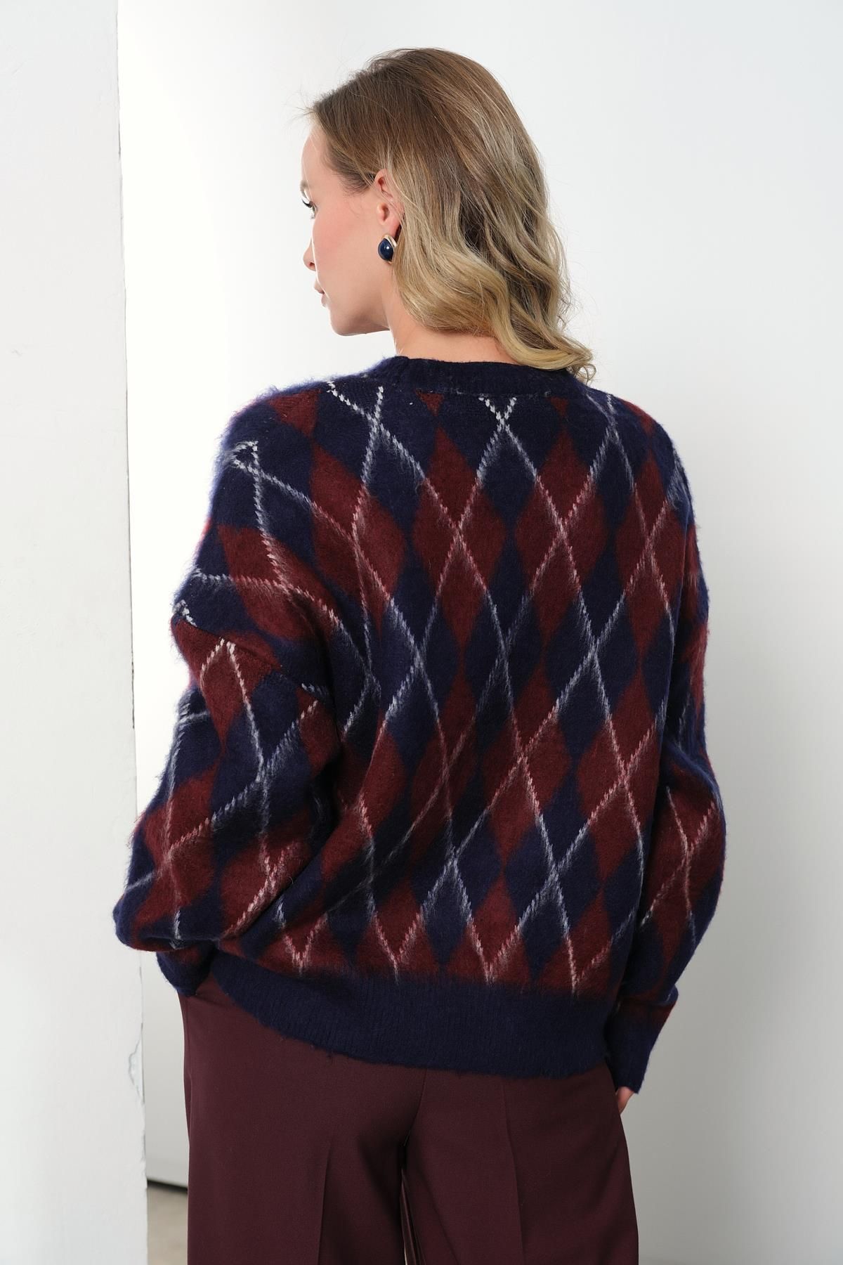 Qutu Butik-2422 Baklava Pattern Triko Sweater 5