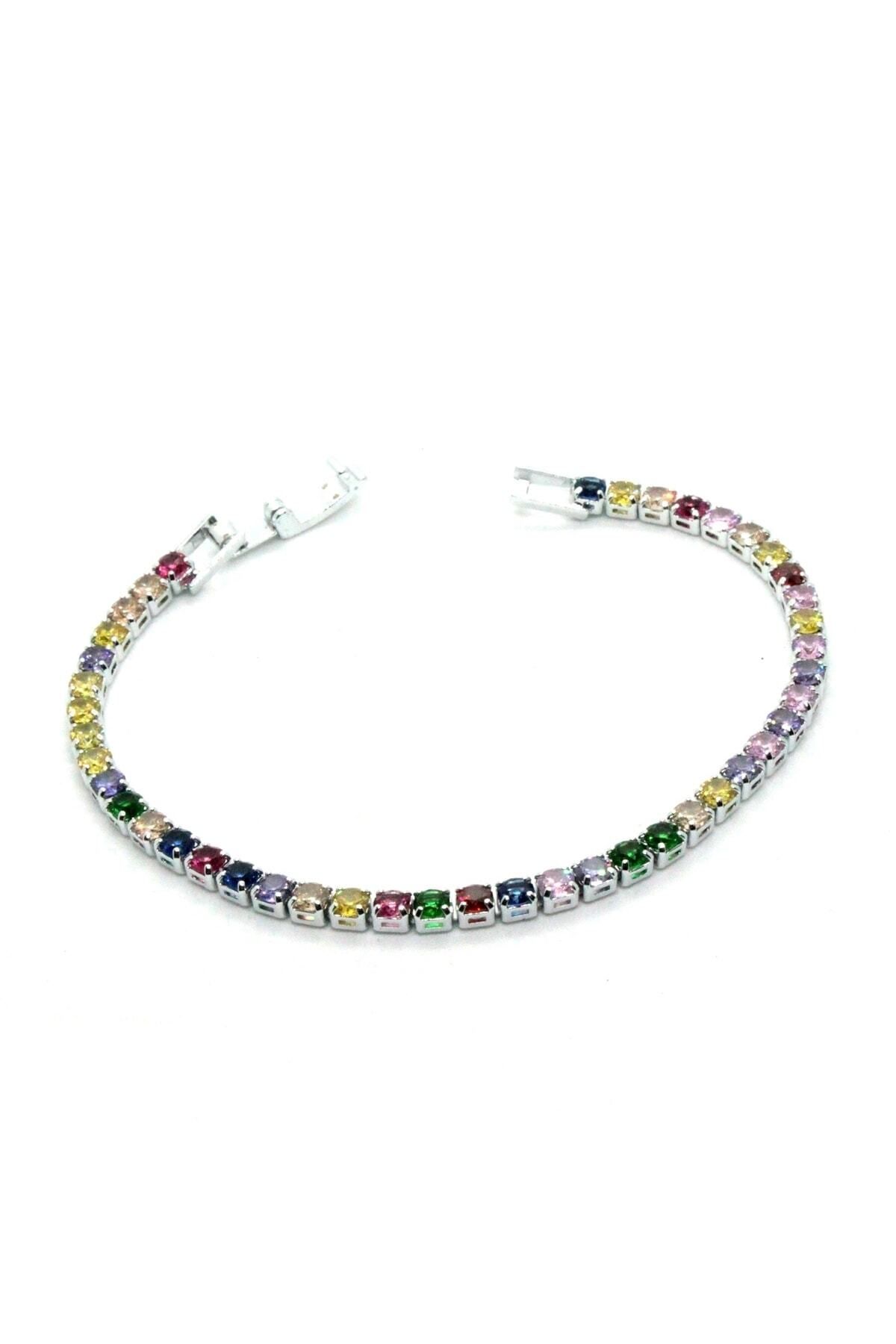 JEWELRY - Renk Renk Yolu Gümüş Su Asorti Zirkon 1410 Bileklik