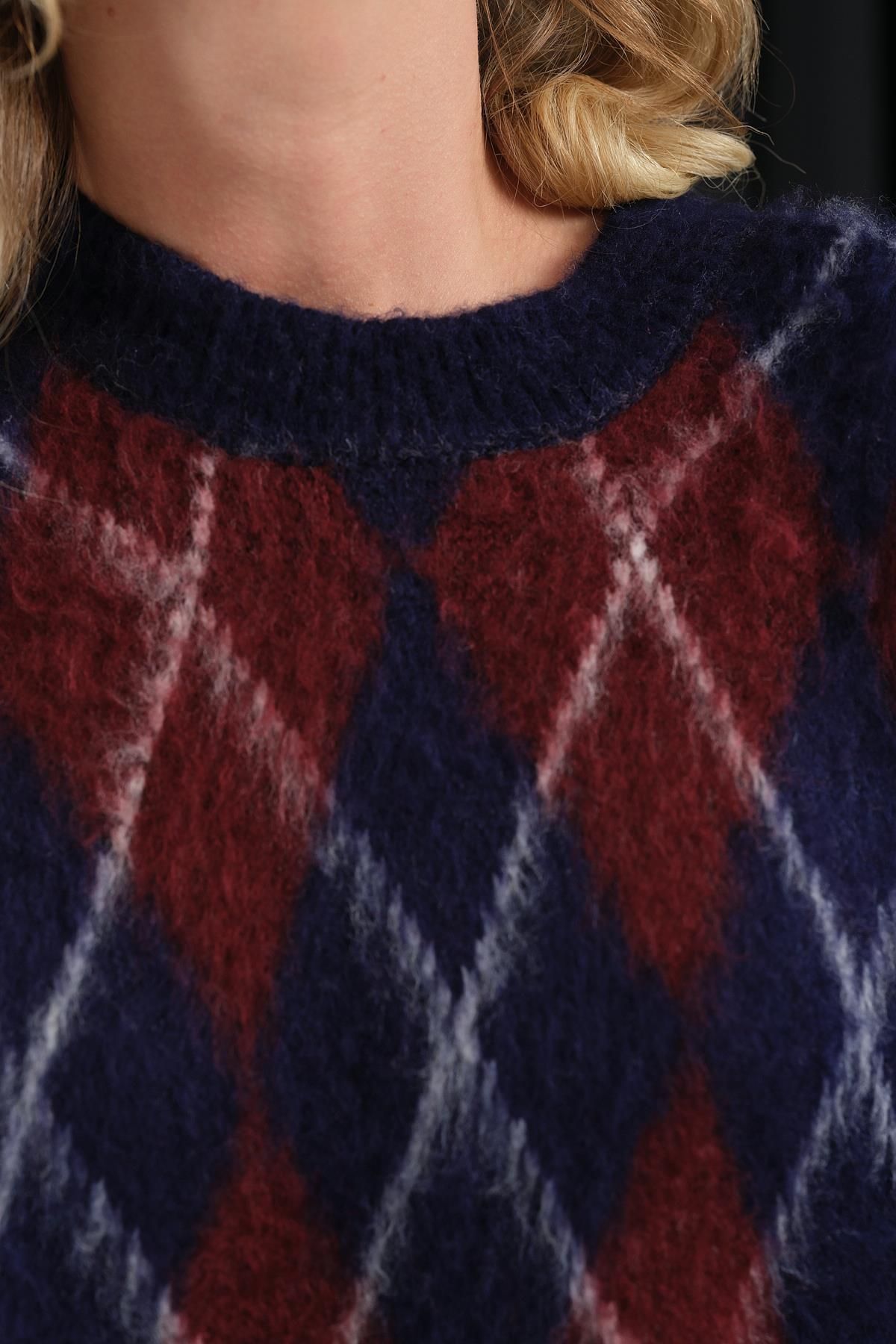 Qutu Butik-2422 Baklava Pattern Triko Sweater 4