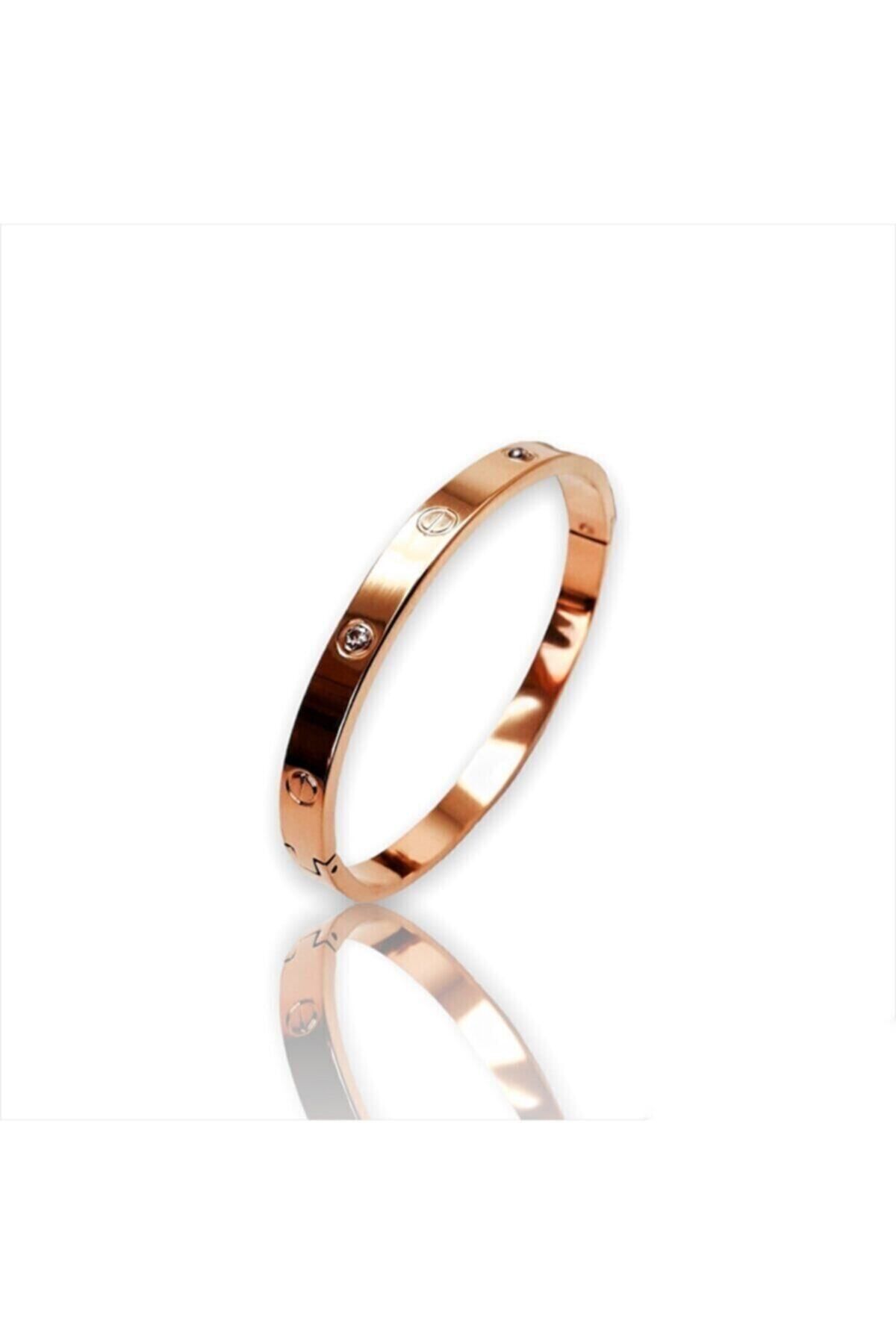 JEWELRY Kadın Metalik Zirkon Taşlı Paslanmaz Çelik Bilezik 18 Cm