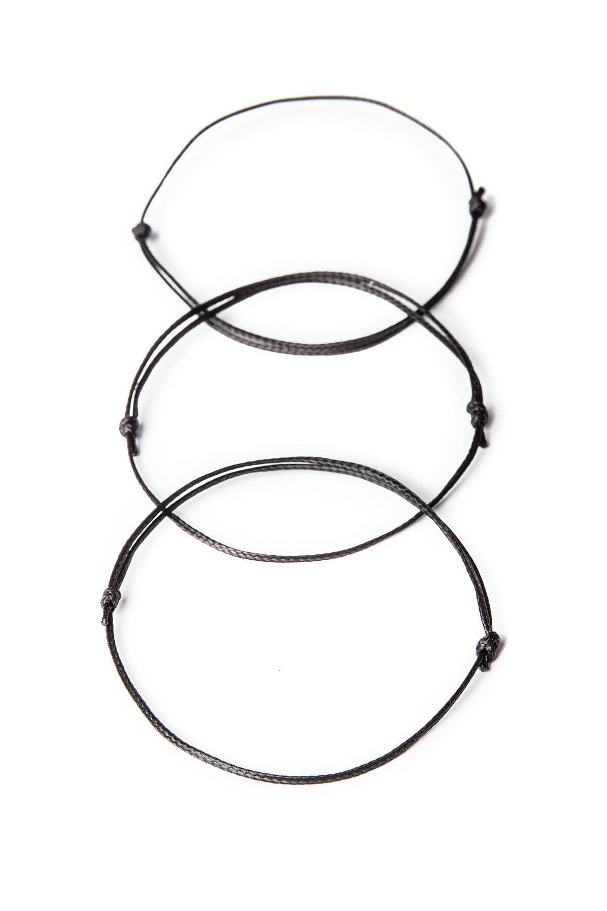 JEWELRY 3lü Siyah Ayarlanabilir Minimal Bileklik