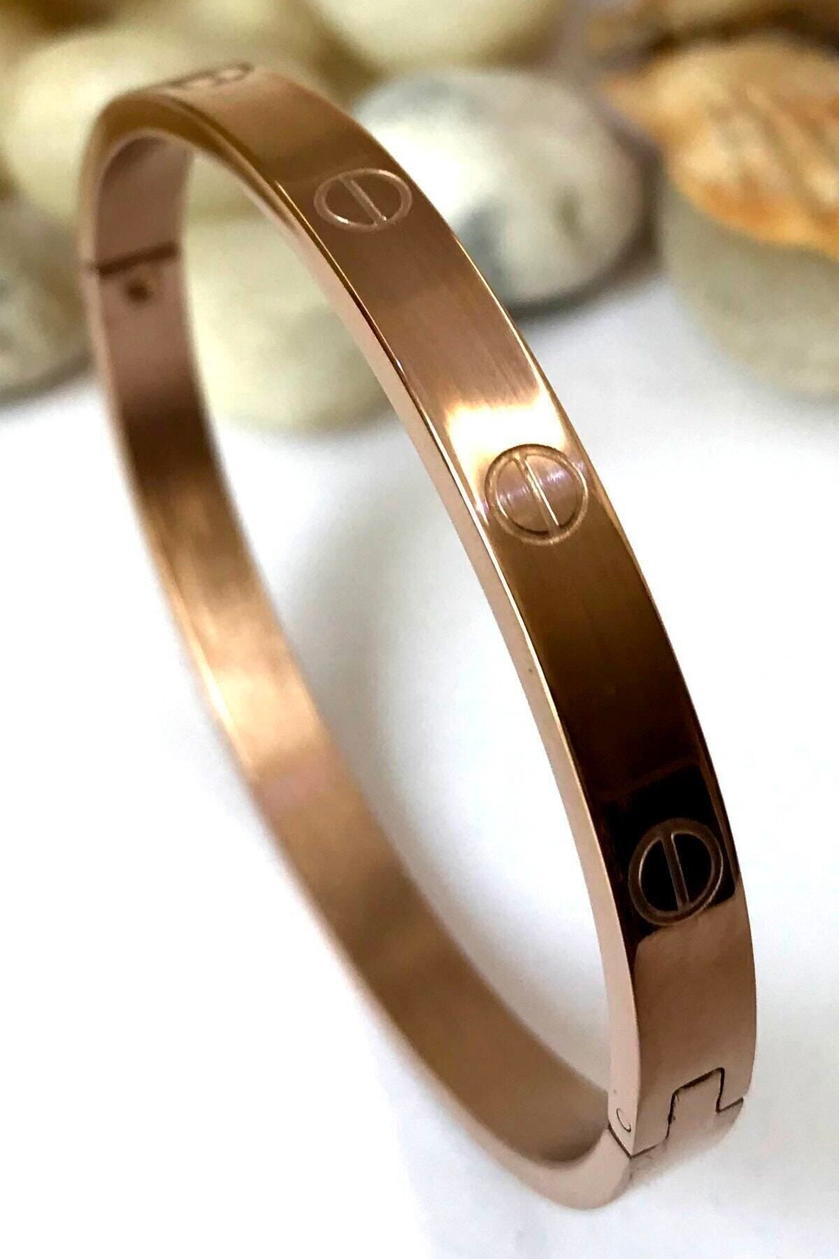JEWELRY Zirkon Taşsız Paslanmaz Çelik Bileklik Bilezik 18 Cm