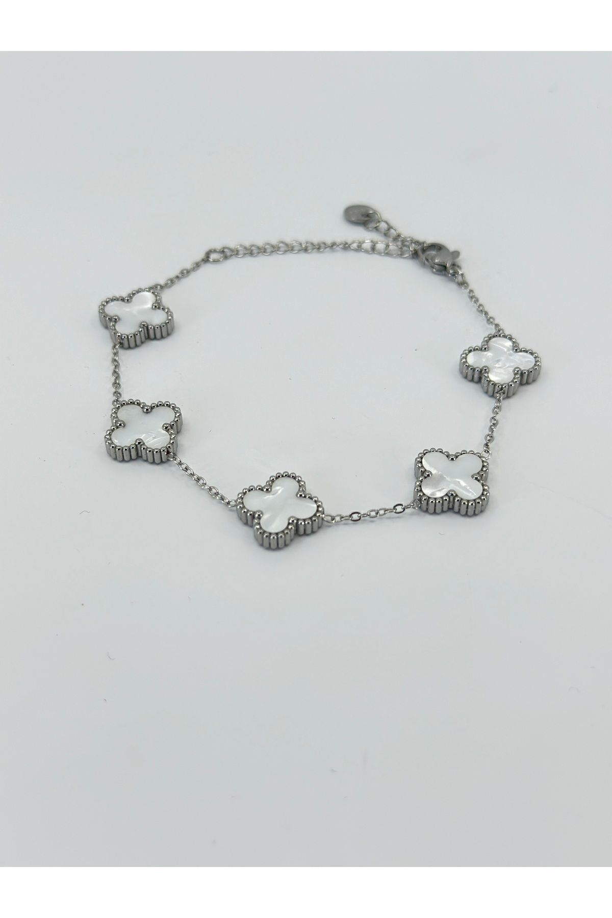 JEWELRY Zincirli Çift Gümüş Bileklik Beyaz Taraflı Çelik Kadın