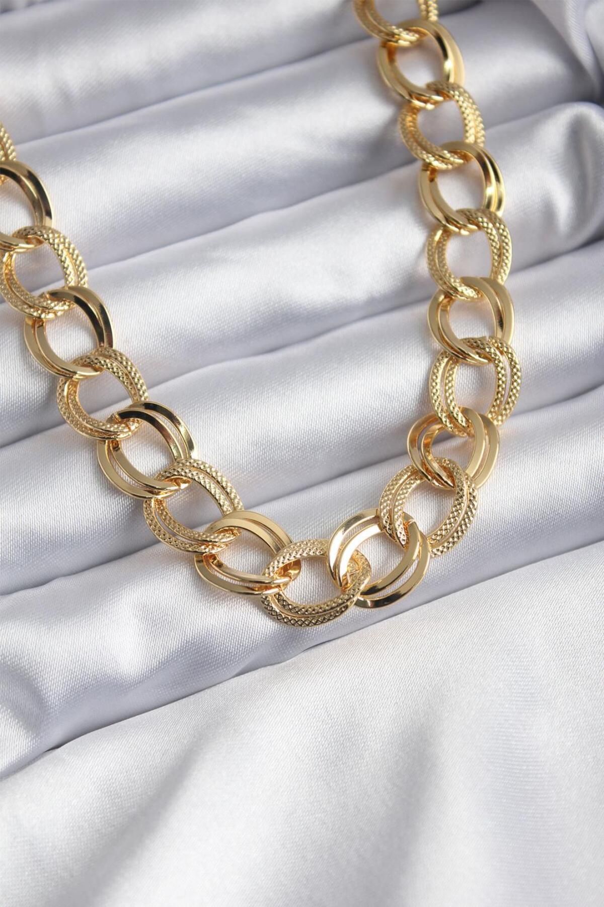 JEWELRY ÇELİK PASLANMAZ KARARMAZ SAMANYOLU GOLD KOLYE