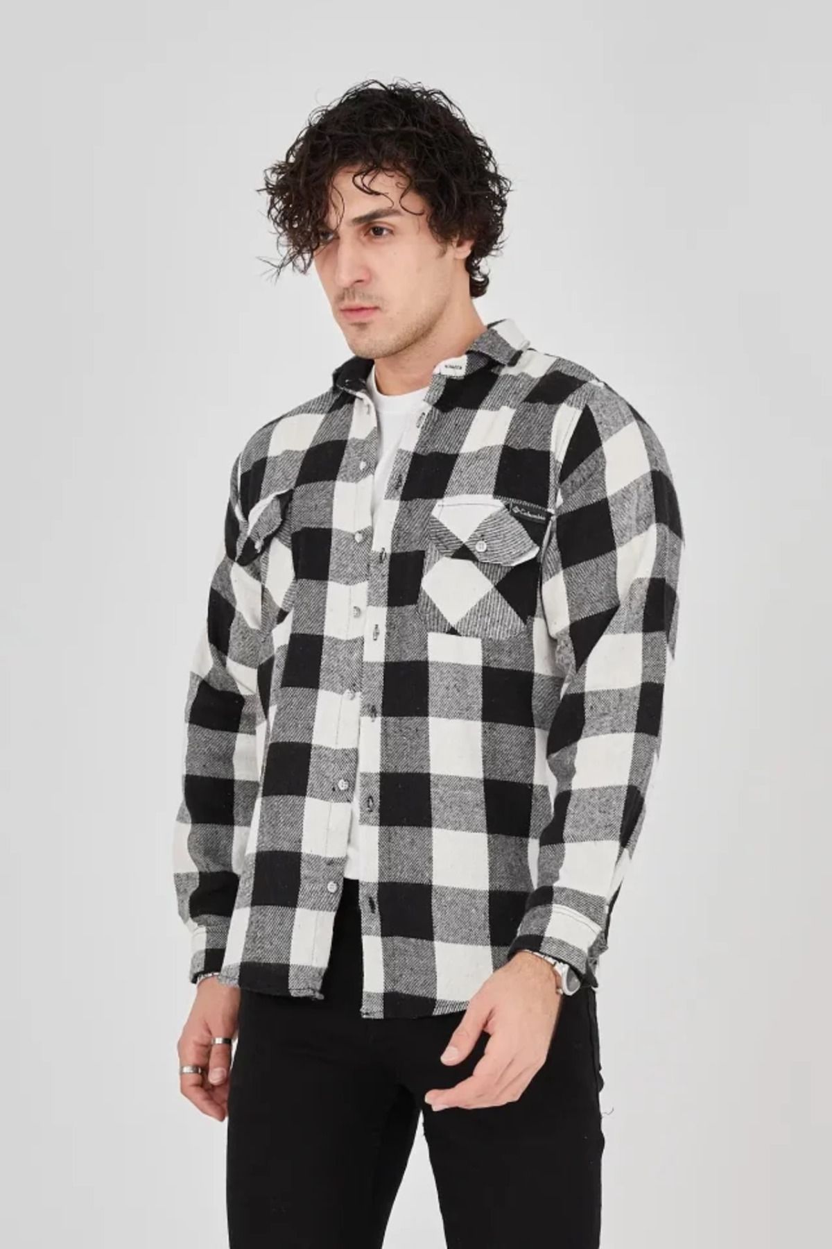 Viyamo-Men's Lumberjack Shirt - Black 4