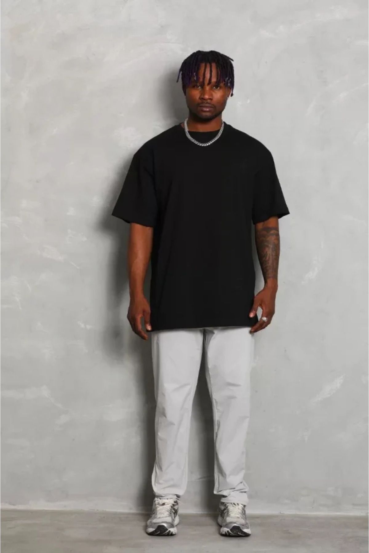NİDAM BUTİK Unisex Oversize Düz Bisiklet Yaka T-Shirt - Siyah