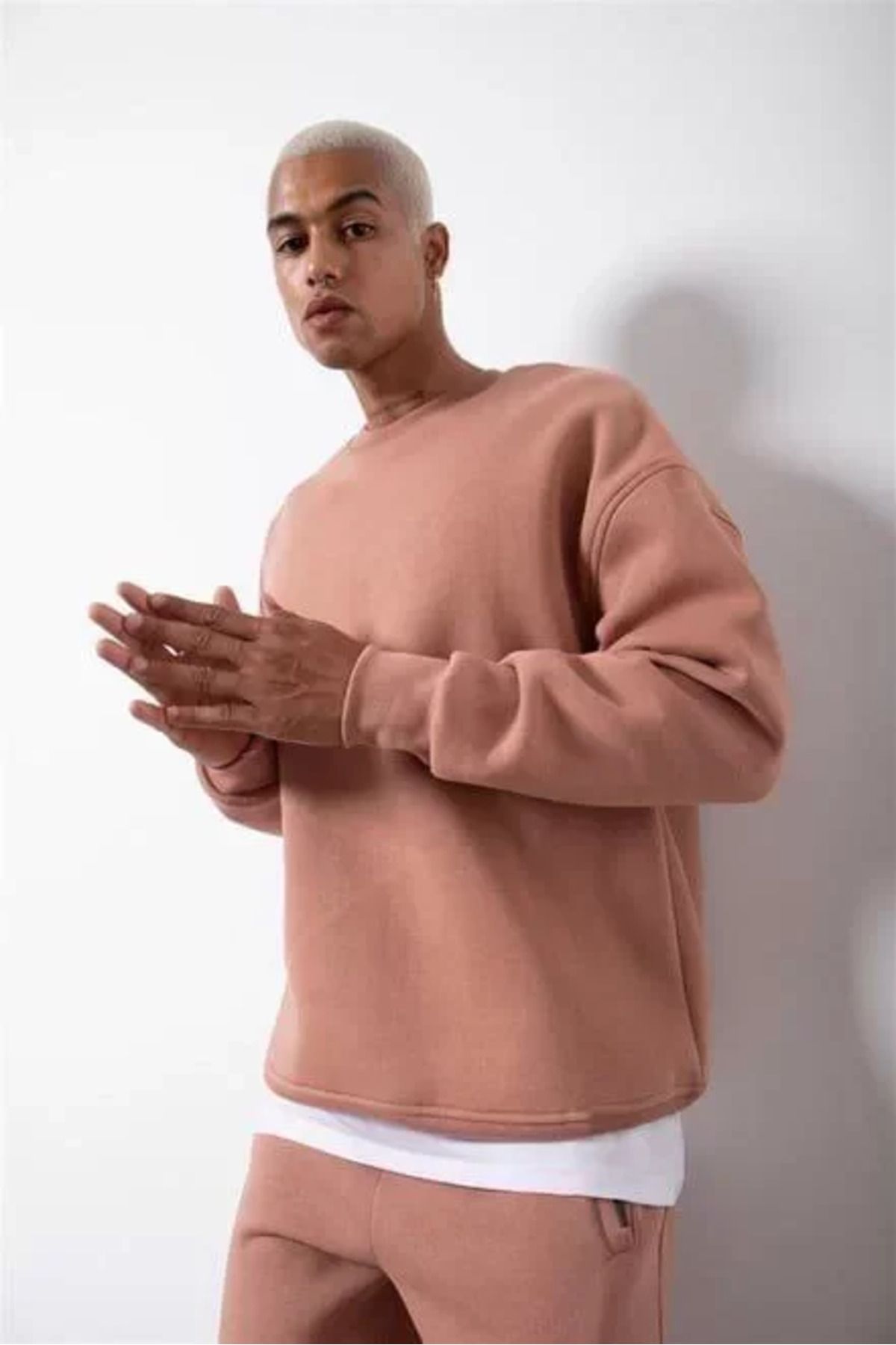 AG SHOPPİNGS Unisex Biskilet Yaka Üç İplik SweatShirt - Pembe