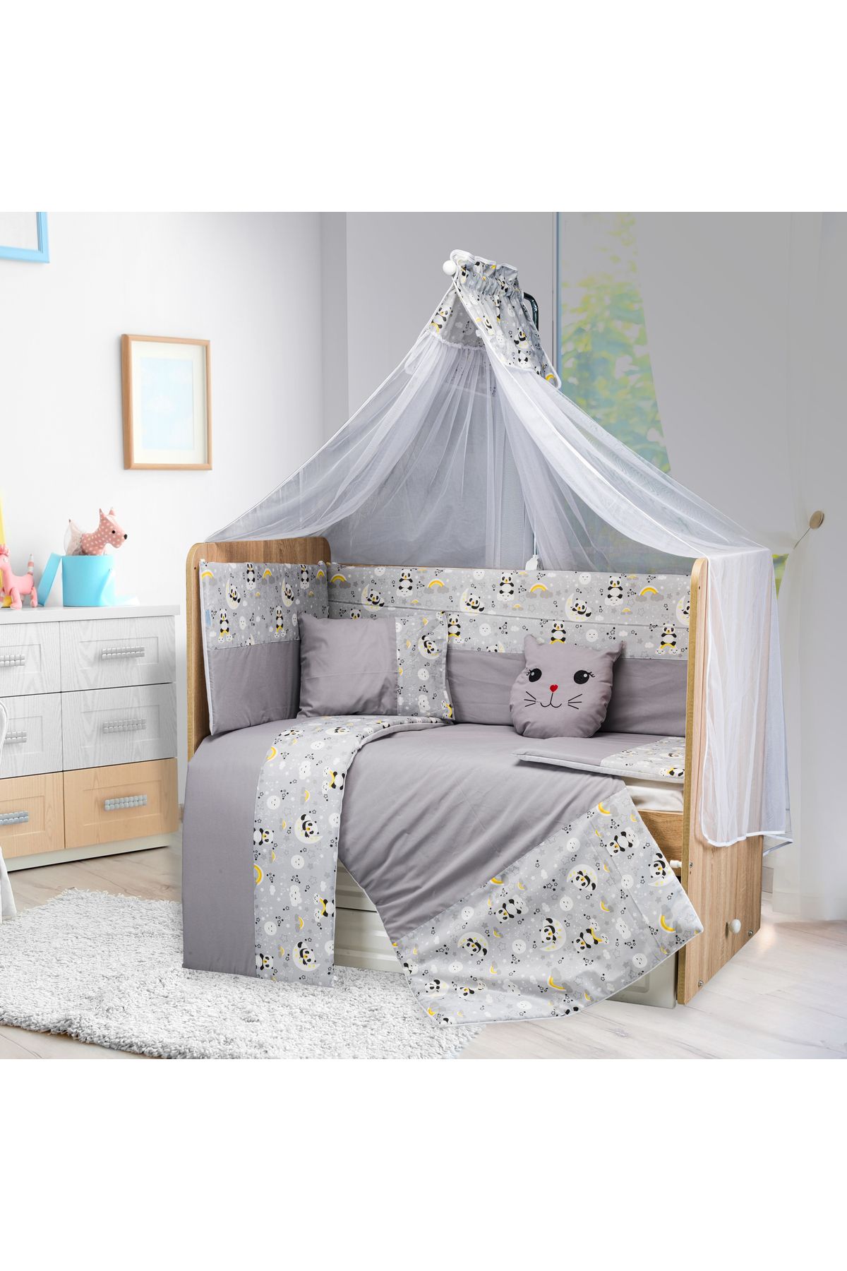 Tugu Home&baby Vera Pamuk 9 Parça 70x130 Cm Beşik Uyku Seti,bebek Uyku Takımı,anne Yanı Set