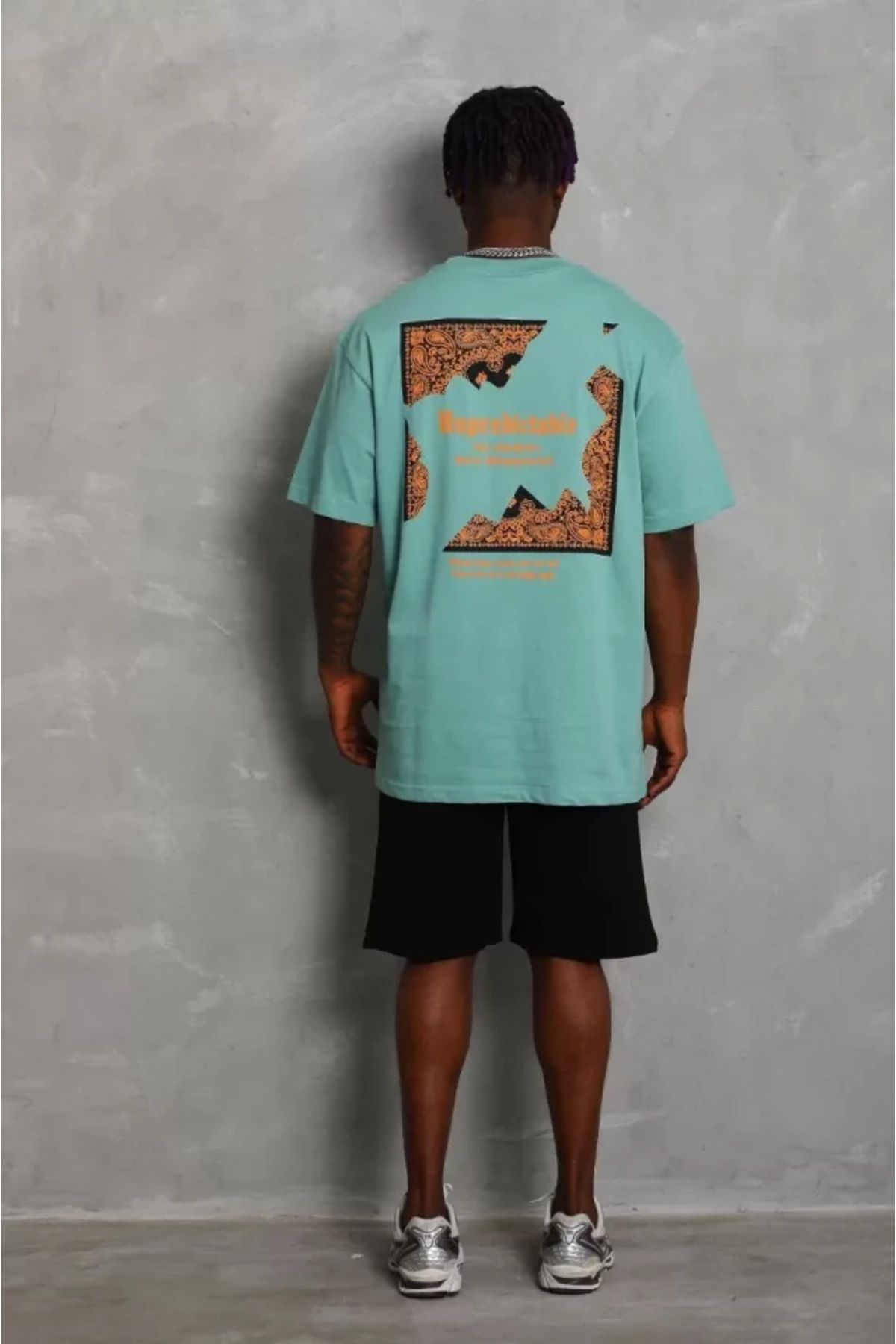 Asap Unisex Oversize Baskılı Bisiklet Yaka T-Shirt - Mint Yeşili