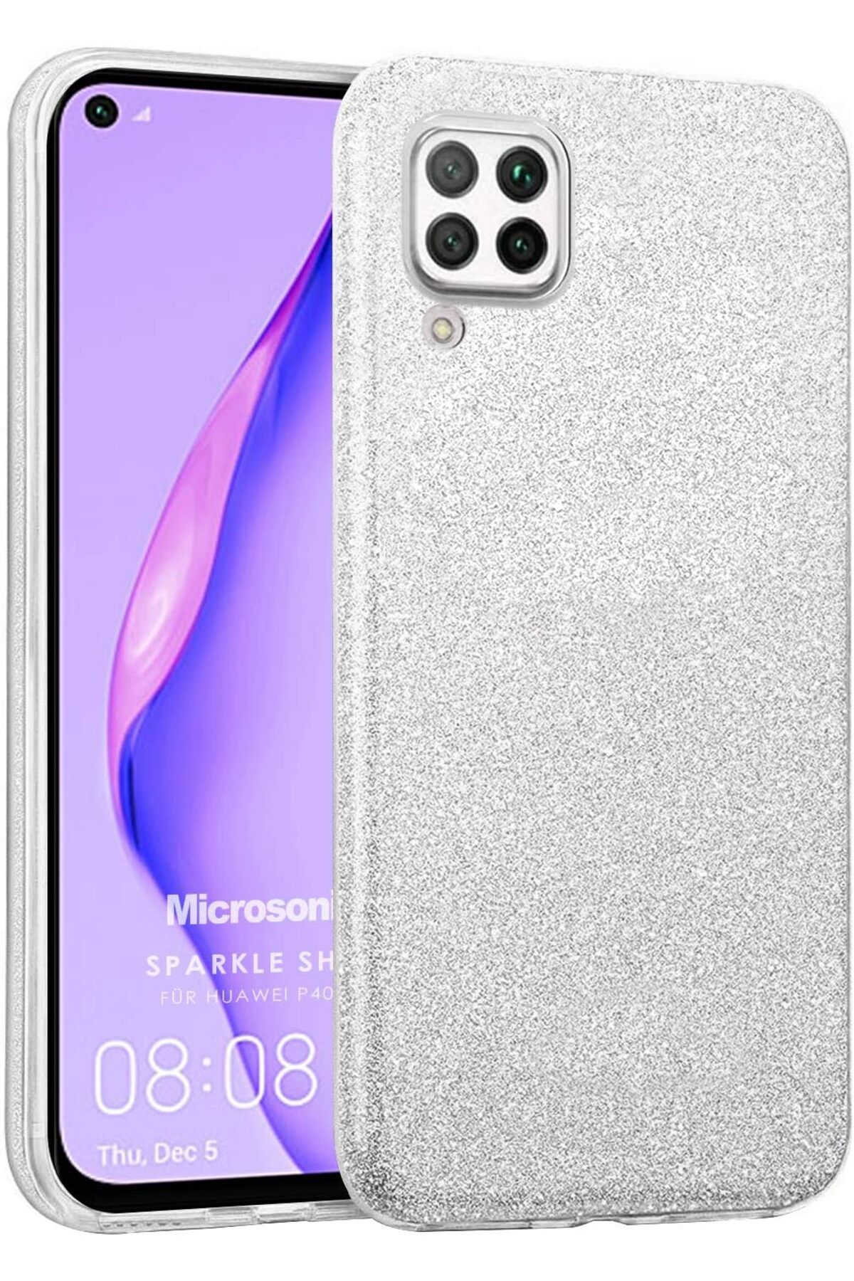 STOREMAX efshopx Huawei P40 Lite Kılıf Sparkle Shiny Gümüş New Desing 1002192