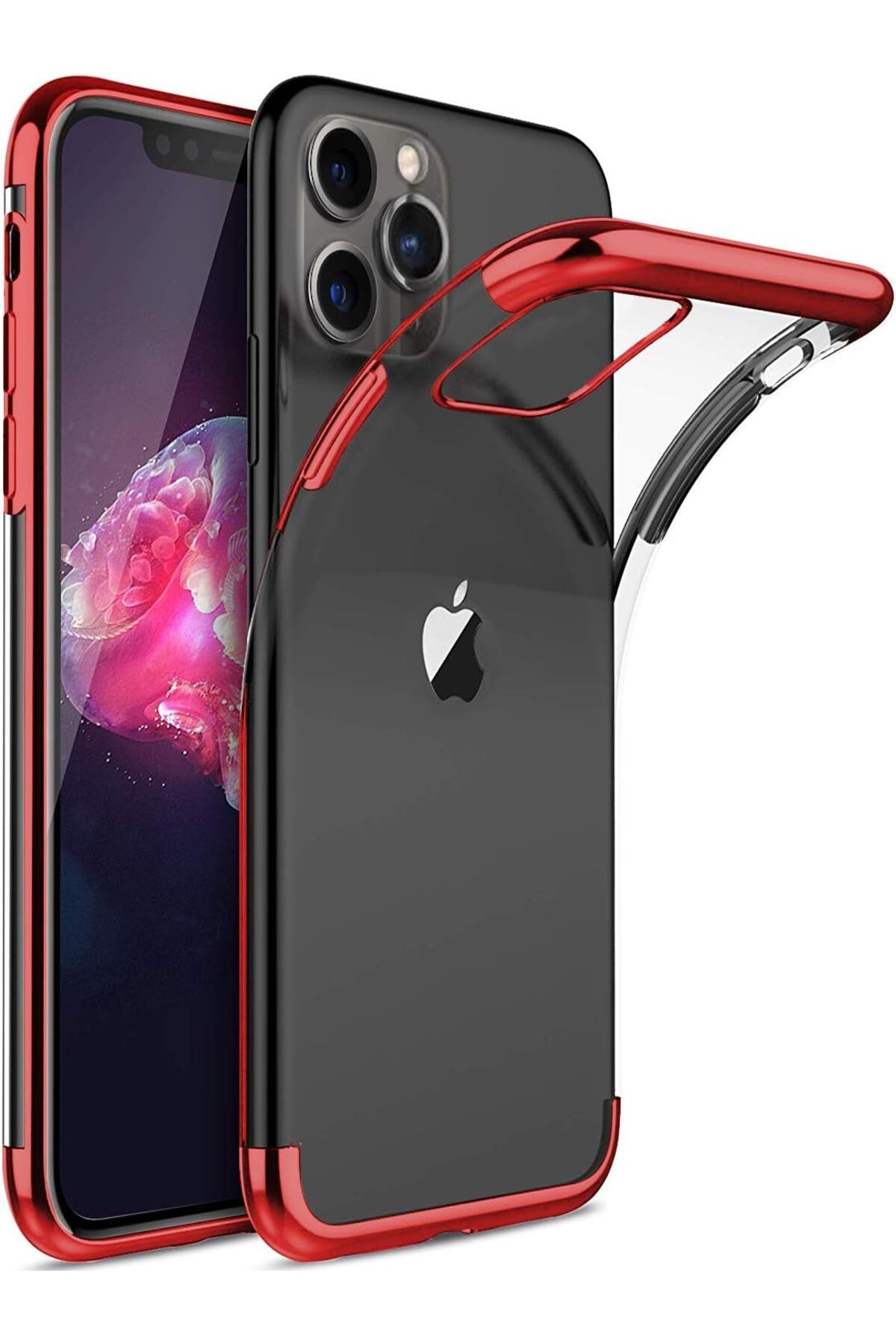 STOREMAX cmllashop iPhone 11 Pro Max (6.5'') Kılıf Skyfall Transparent Clear Kırmızı 542093