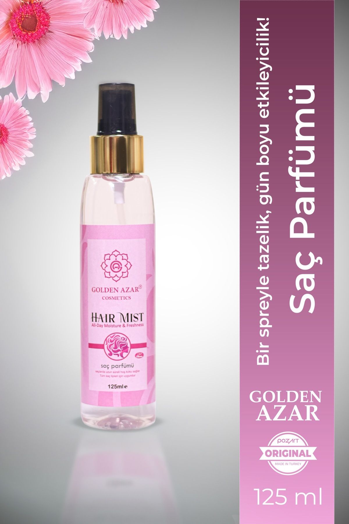 Golden Azar Saç Parfümü Çiçekli Notalar 125ml Hair Mist Saçınızı Besler ve Uzun Süreli Hoş Koku Sağlar