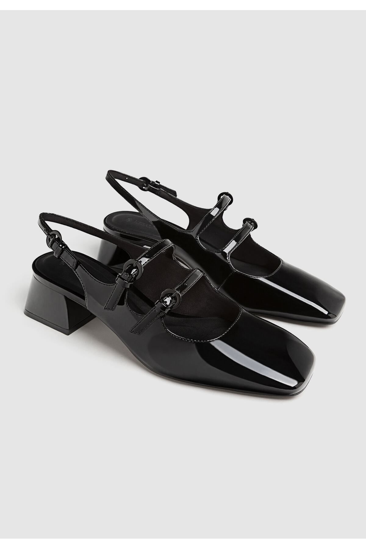 DUXAL SHOES Glavin Siyah Rugan Arkası Açık Topuklu Ayakkabı