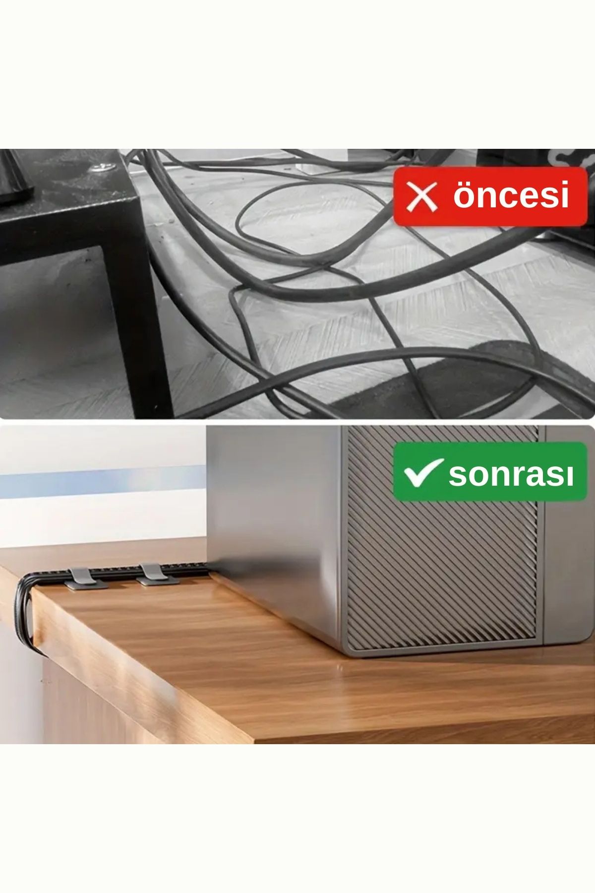 No8 Atölye-5 Pcs Nylon Cable Clips - Strong Adhesive, Velcro under Desk Cable Holder 7