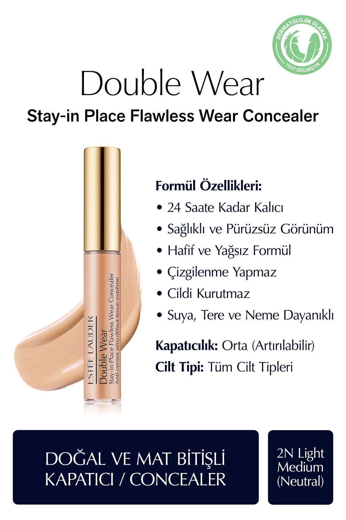 Estee Lauder Tüm Cilt Tİpleri için Suya Dayanıklı Kalıcı Aydınlatıcı Kapatıcı-2N Light Medium (Neutral) 7ml