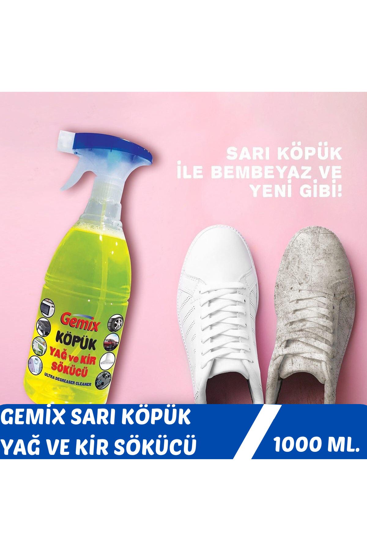 GEMİX SARI KÖPÜK YAĞ VE KİR SÖKÜCÜ 1 LT.