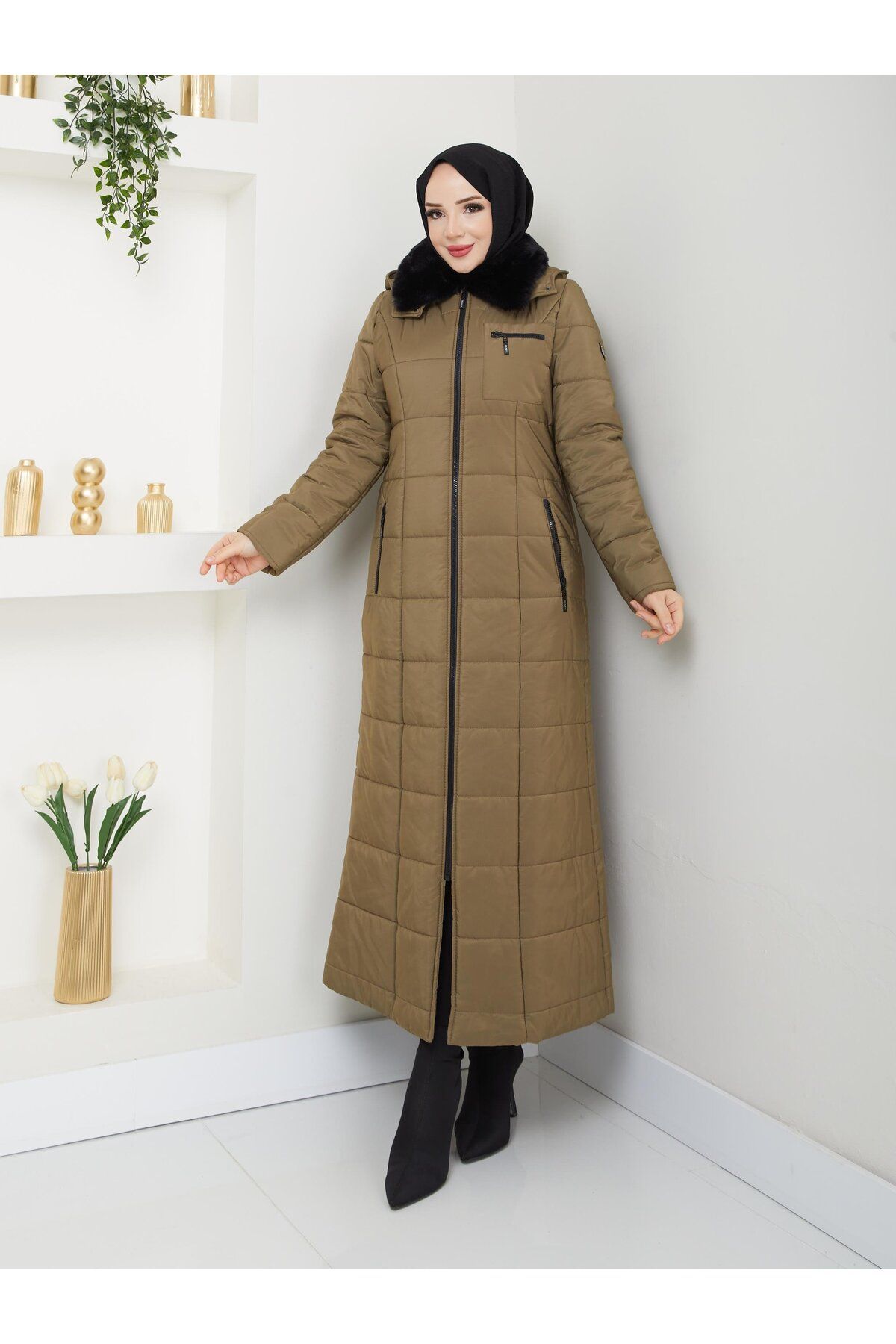 Doque-Araboy Inflatable Quilted Women's Winter Coat Collar Fur 67033 7