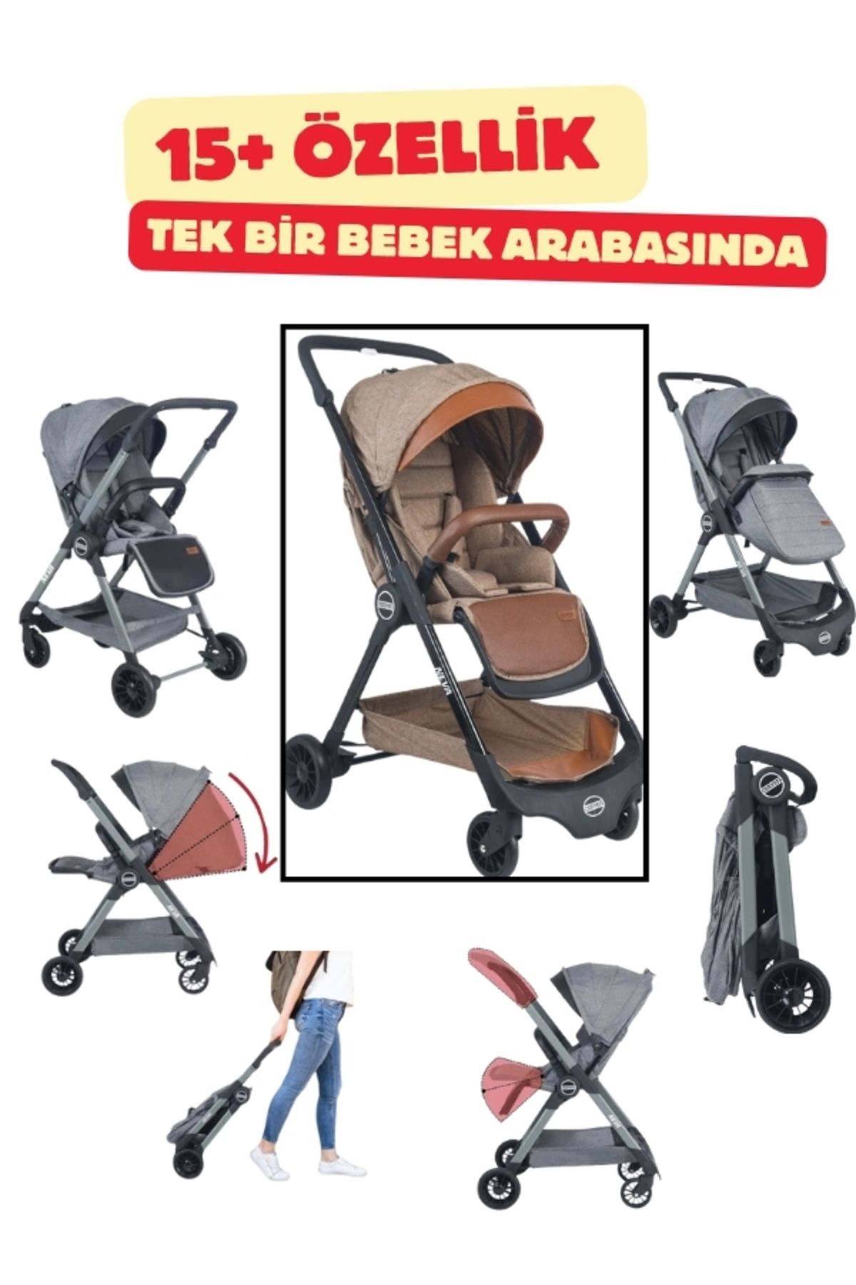 moda bebekler Yeni Model  Çift Yönlü Katlanır Taşınabilir Kabin Boy Bebek Arabası