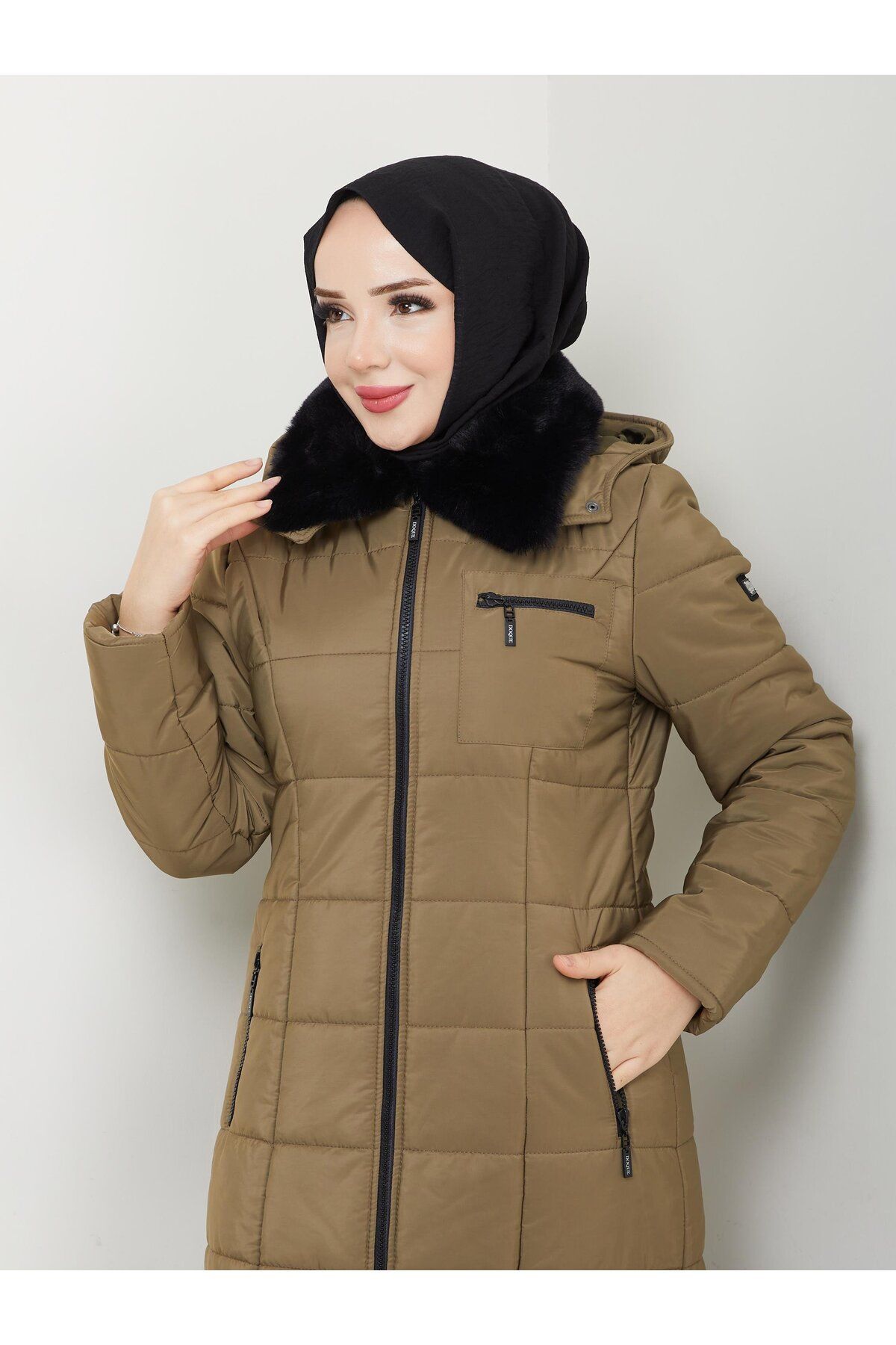 Doque-Araboy Inflatable Quilted Women's Winter Coat Collar Fur 67033 8