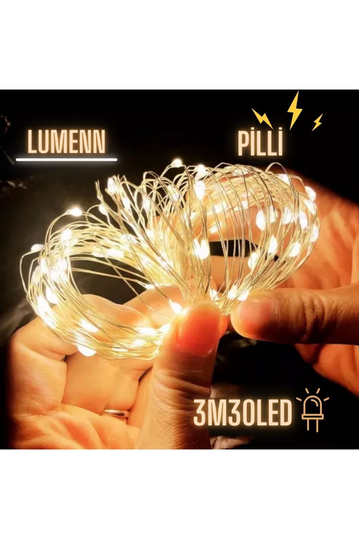Lumenn Peri Led Işık 3 metre|Su Geçirmez Esnek ve Güçlü Işık Performansı-Gün Işığı Tel Şerit Led