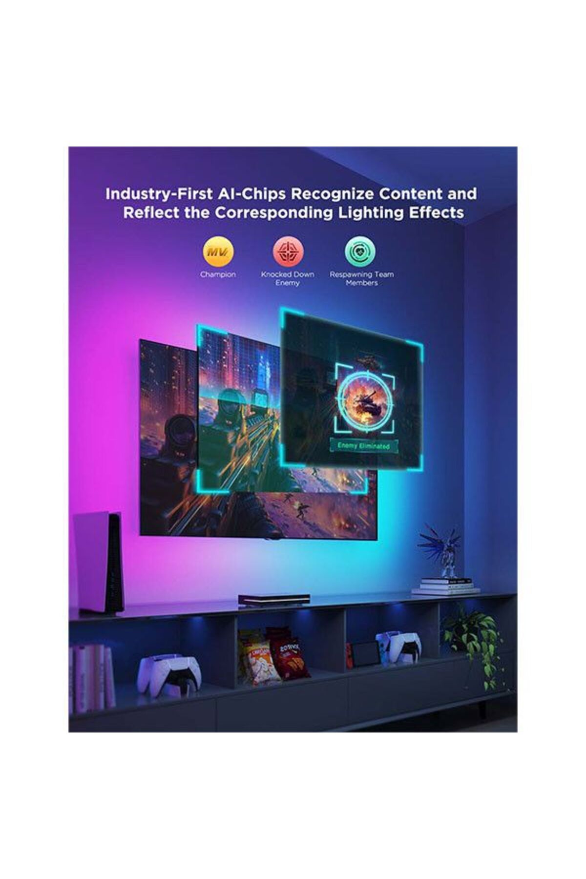 Goove-Govee AI Sync Box HDMI 2.1 with strip ligth for 55-65"TV MAX 5