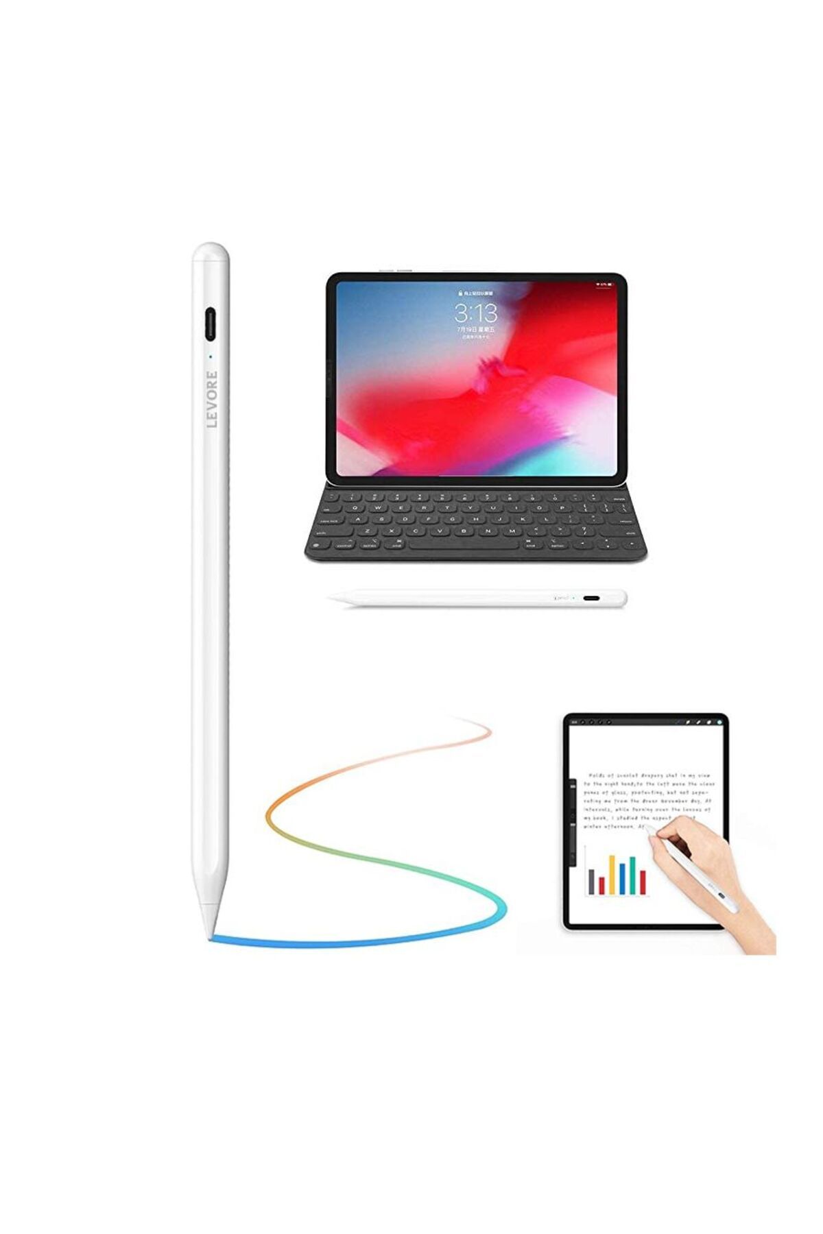 Levore-Smart Pen For Screens Touch For Writing and Drawing Compatible with iPads LTP12 - White 5
