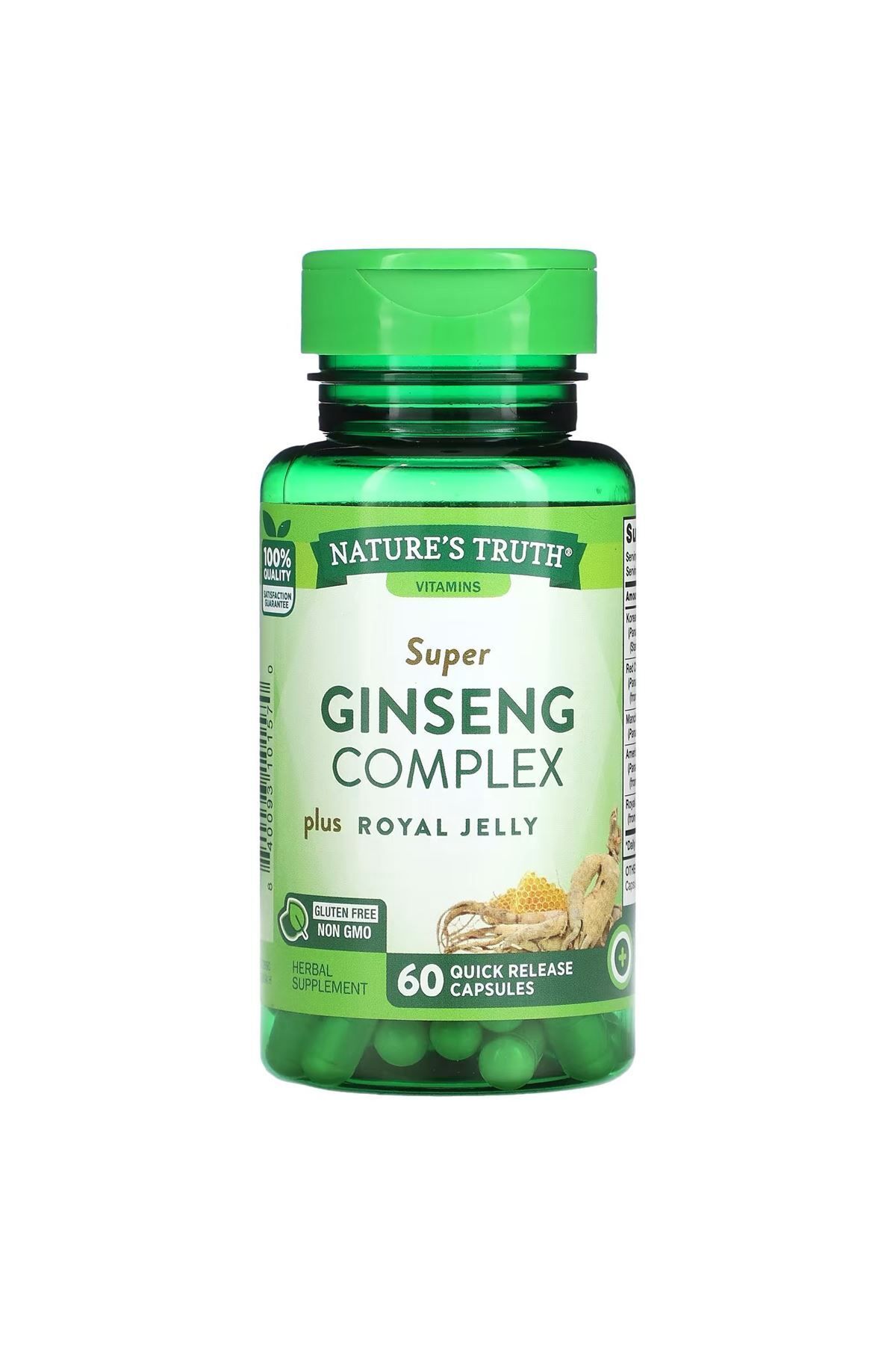 Natures Truth Nature's Truth, Süper Ginseng Kompleksi + Arı Sütü, 60 Hızlı Salımlı Kapsül