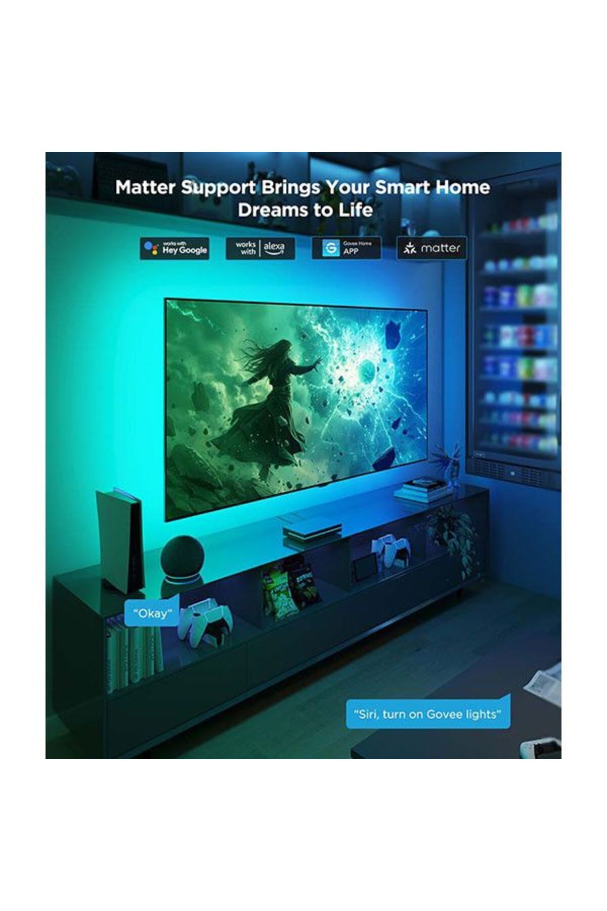 Goove-Govee AI Sync Box HDMI 2.1 with strip ligth for 55-65"TV MAX 7