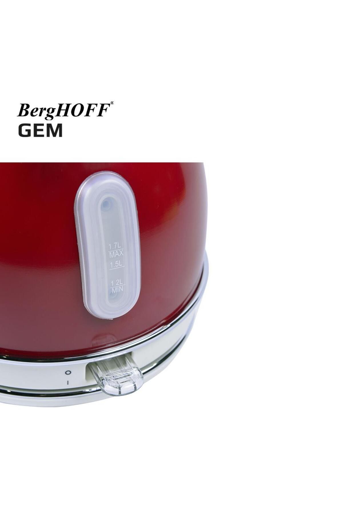 Berghoff-Gem Retro 1.7 Liter Red Round Kettle & Red Two Slice Toaster 4