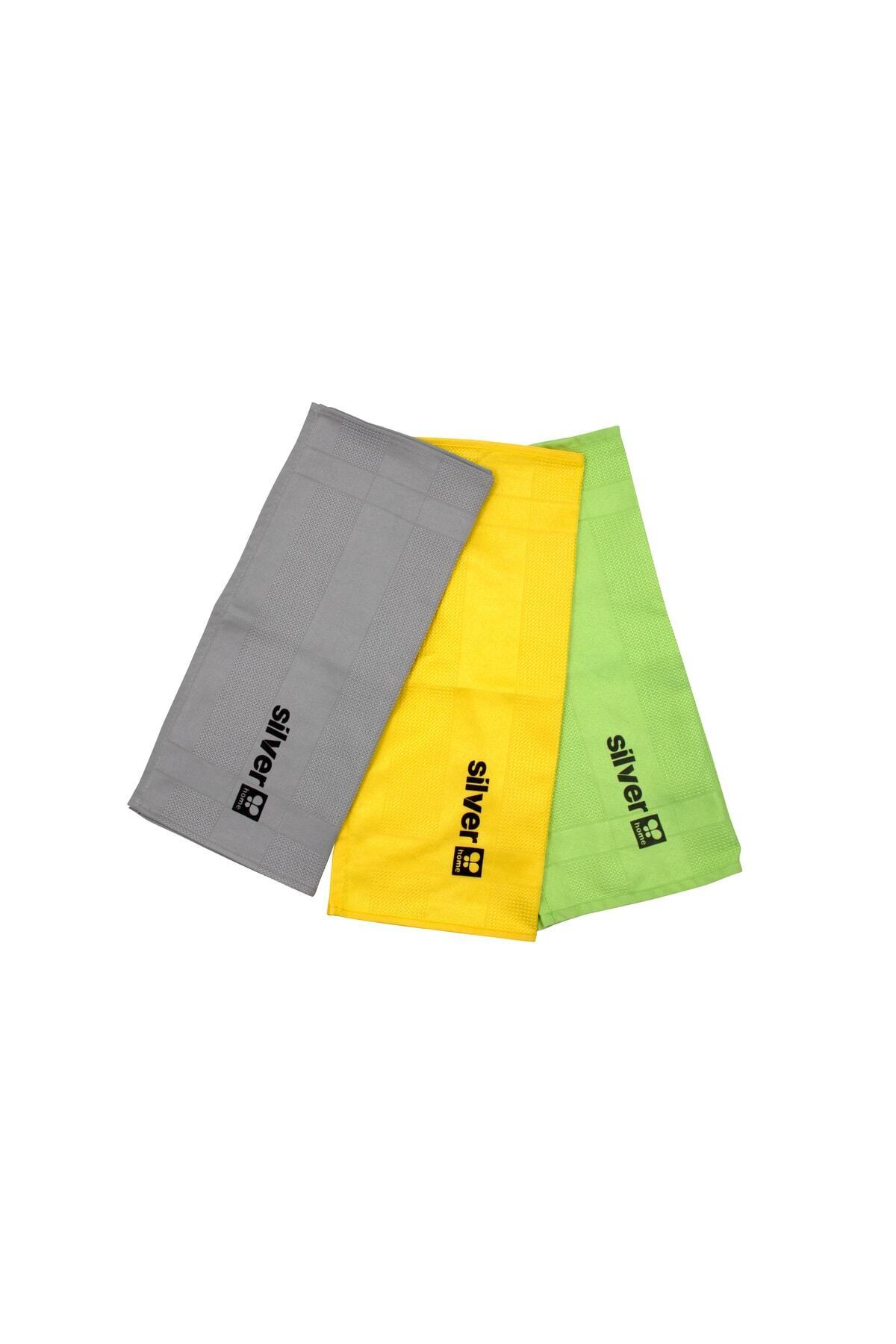 Silver-Set of 3 Microfiber Decorative Glass Cloths - 42X68Cm 3
