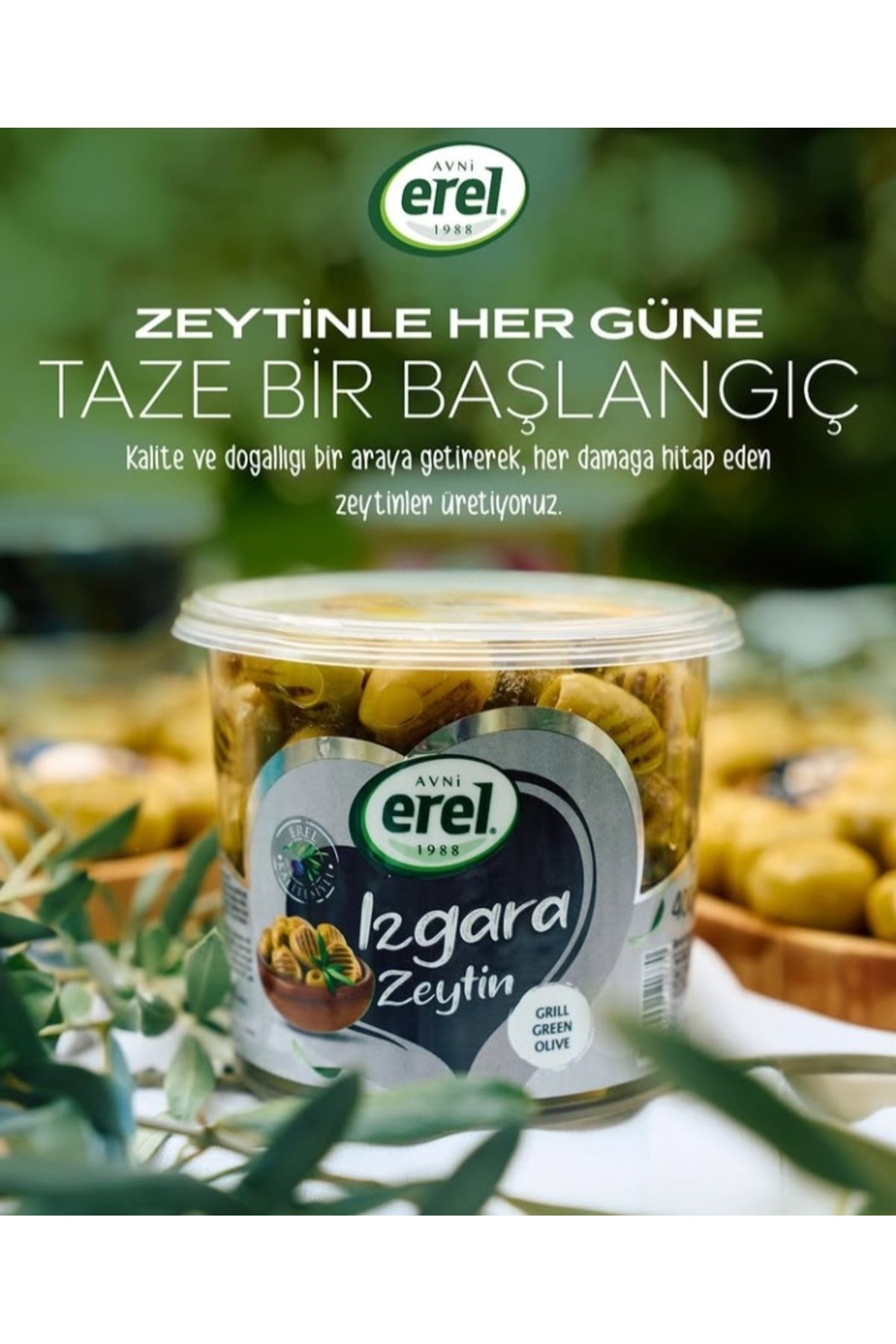 Avni Erel Zeytinleri Izgara Yeşil Zeytin ( 6 X 400gr ) = 2400gr