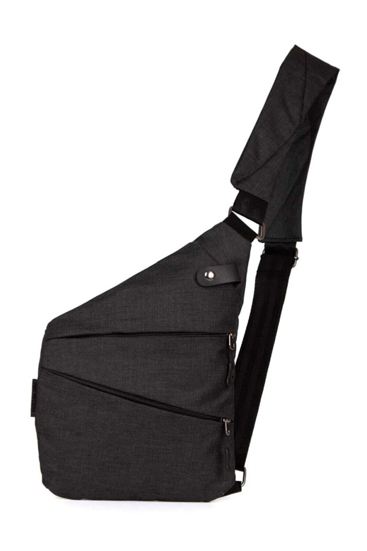 NEWISH POLO ACCESSORIES Unisex Siyah Keten Çapraz Askılı Heybe Çanta Telefon Bölmeli Günlük Seyahat Çanta Bodybag Slim Çanta görsel 6