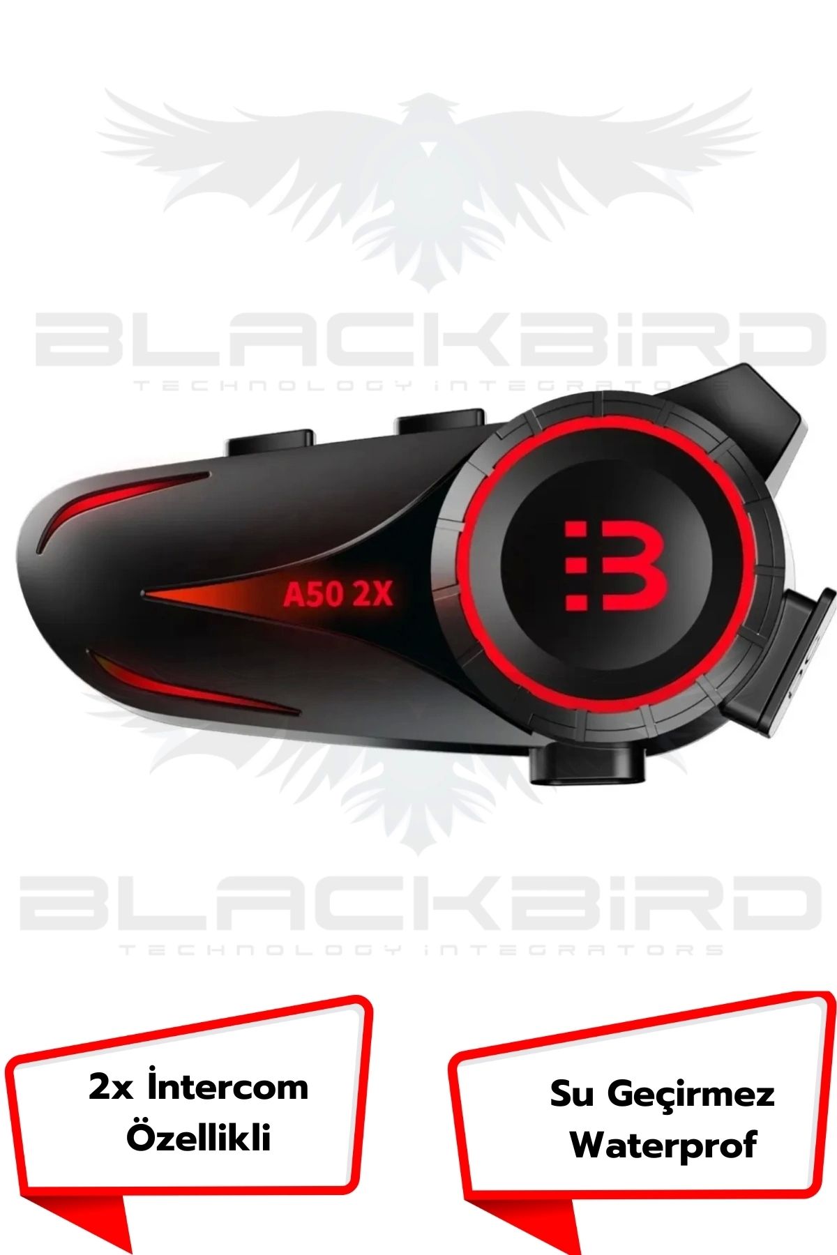 Blackbird Game Center A50 2X Motosiklet Kask Kulaklığı IP67 Su Geçirmez 2 Intercom Bağlantılı