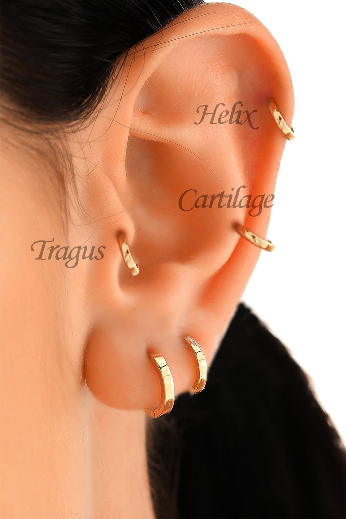 Garogold Tek Küpe (ÇİFT DEĞİLDİR) Tragus Altın Küpe 6mm Piercing Küpe Halka Küpe 0,35gram Şık Kıkırdak Küpesi