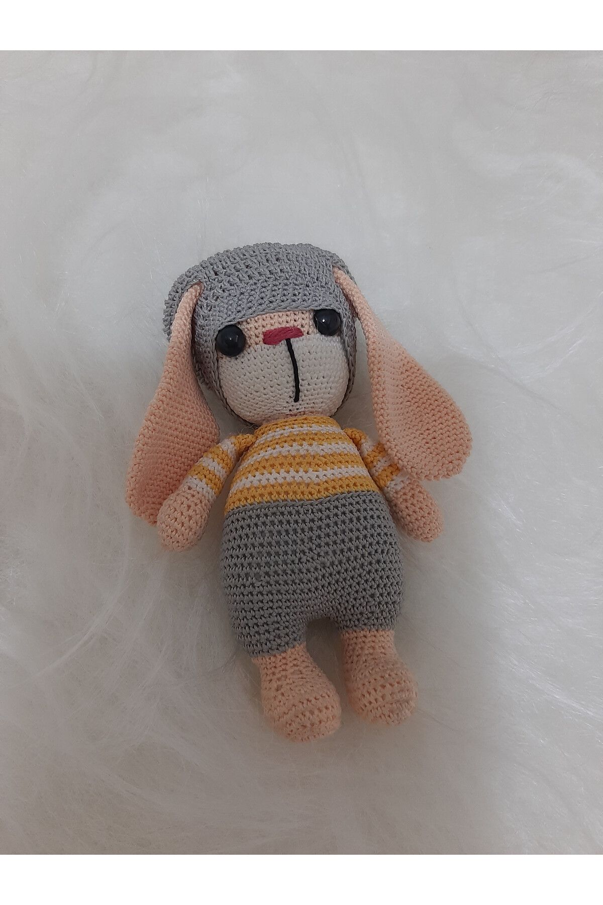 zümal tekstil tasarım El Örgüsü Doğal Organik Amigurumi Oyuncak Bebek (Mini Boy GRİ )