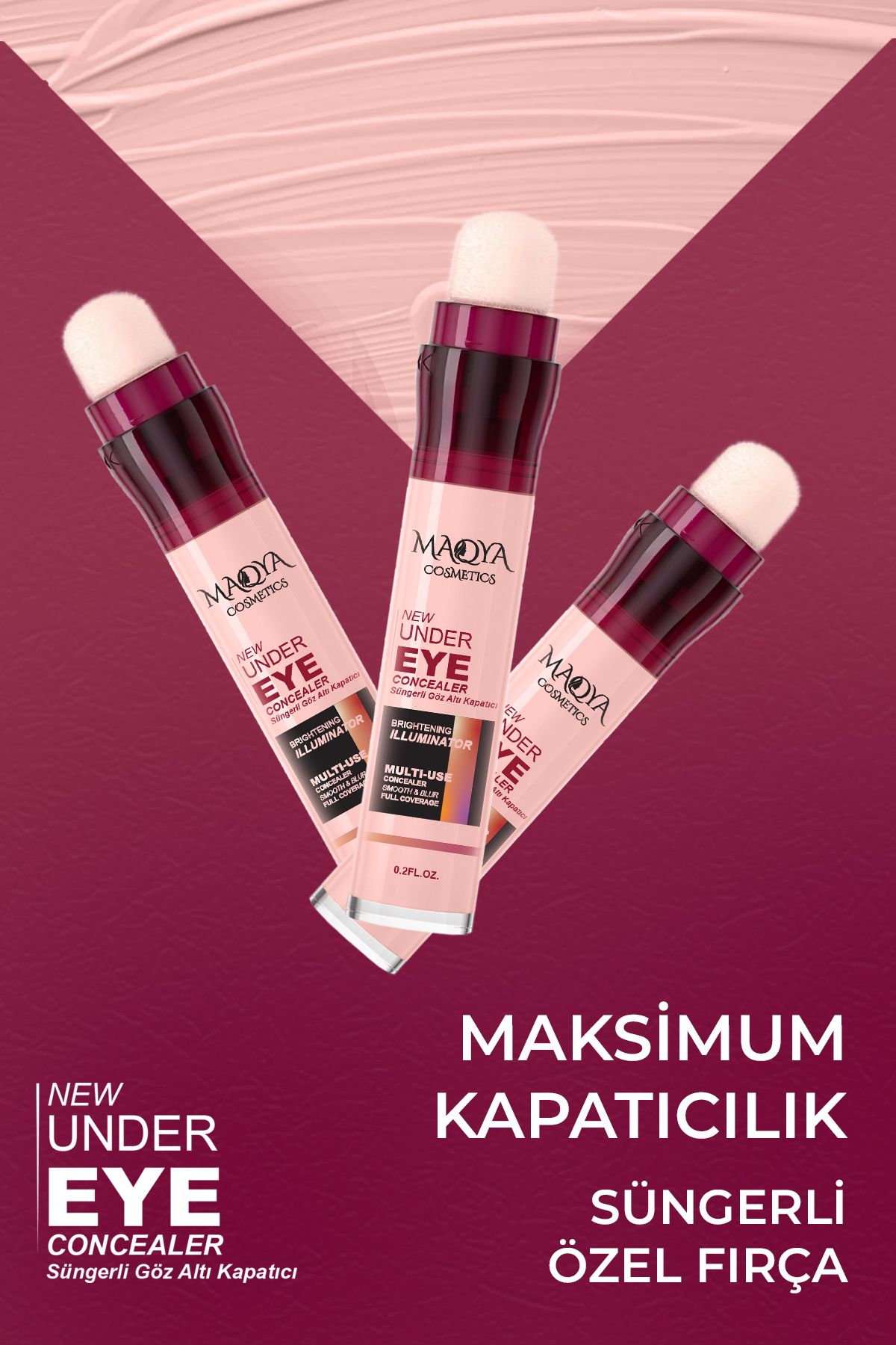 MAQYA Cosmetics Yoğun Kapatıcı Besleyıcı Aydınlatıcı Süngerli Gözaltı Kapatıcı/concealer (AÇIKORTA TON)-3