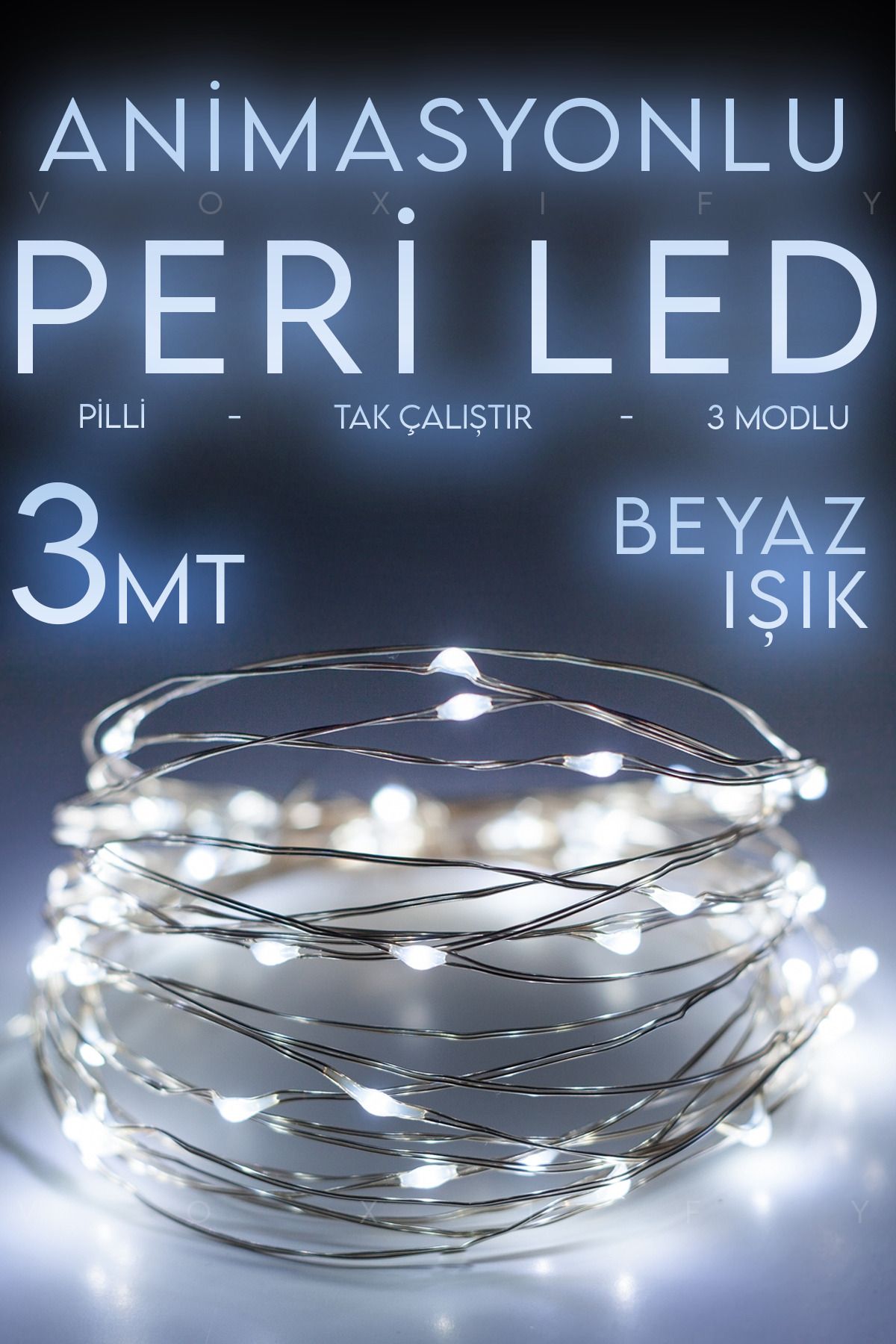 Peri LED Işık 3 Metre (Beyaz) Pilli Dekoratif Aydınlatma | Yılbaşı Çam Ağacı ve Ev Süsleme