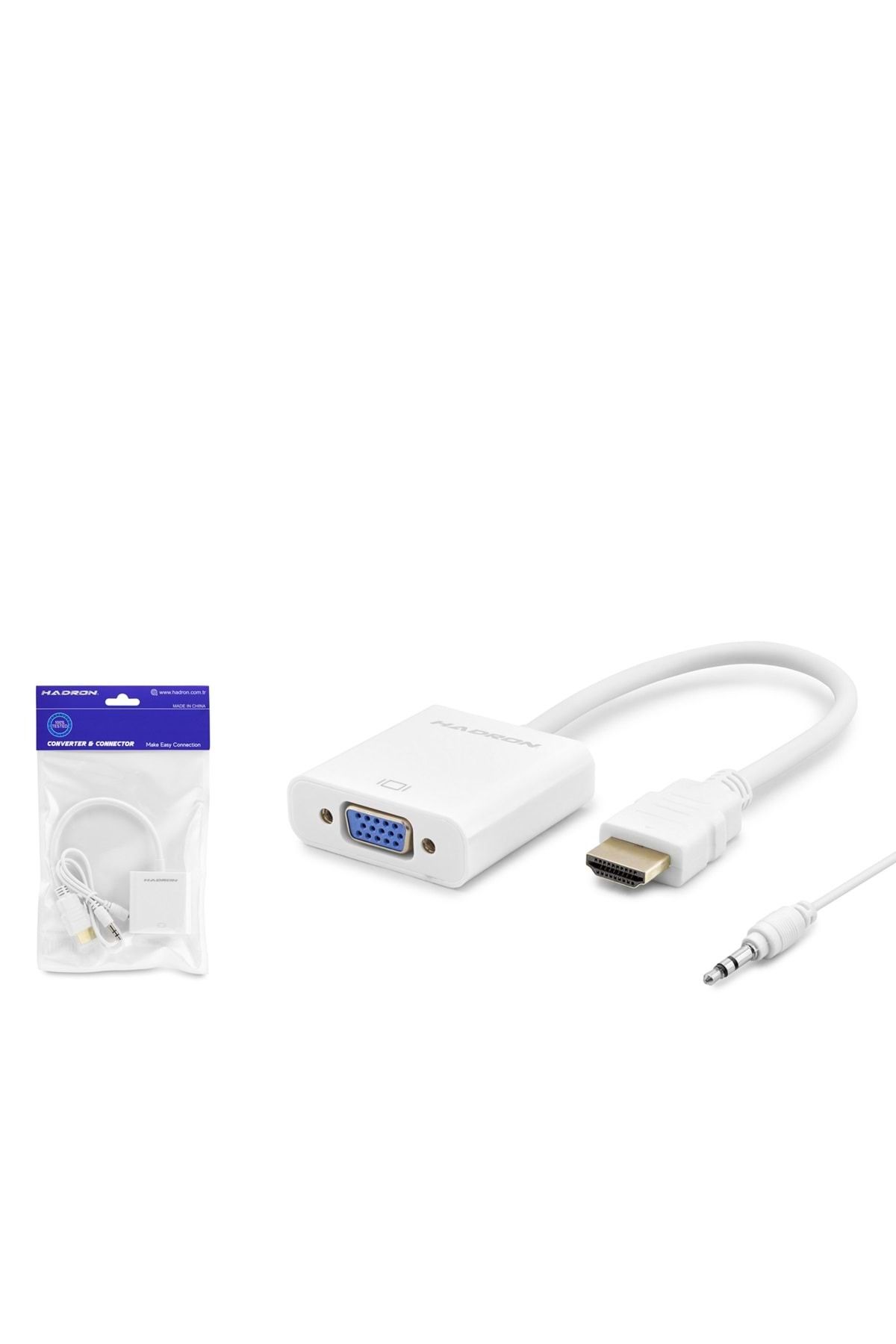 HADRON Hdx2019 Hdmı (M) To Vga (F) Audıo Adaptör Beyaz