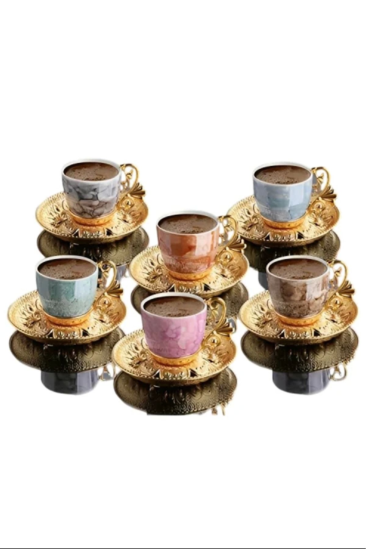 Royaleks Group Lal Desenli Mix Kahve Seti Royaleks-BSM109