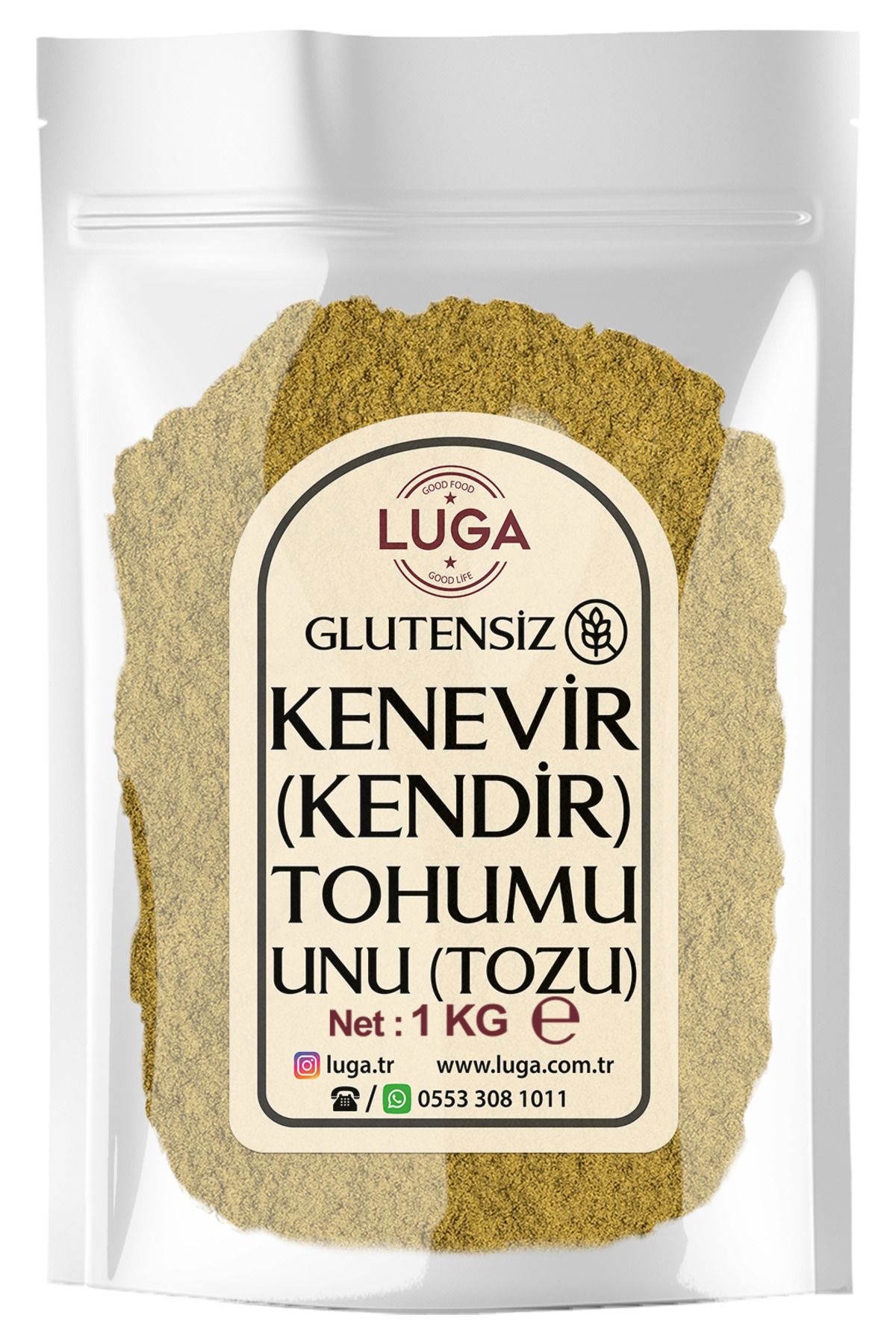 Luga Glutensiz Kenevir Unu Tozu 1 KG Kendir, Çedene, Hemd Seed, Elenmiş, Katkısız