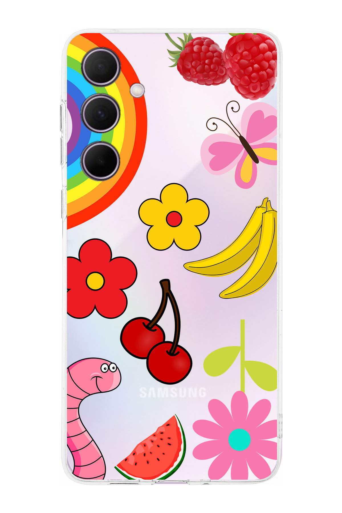 Galaxy A56 ile Uyumlu Water Color 5  Kamera Korumalı Şeffaf  Kılıf