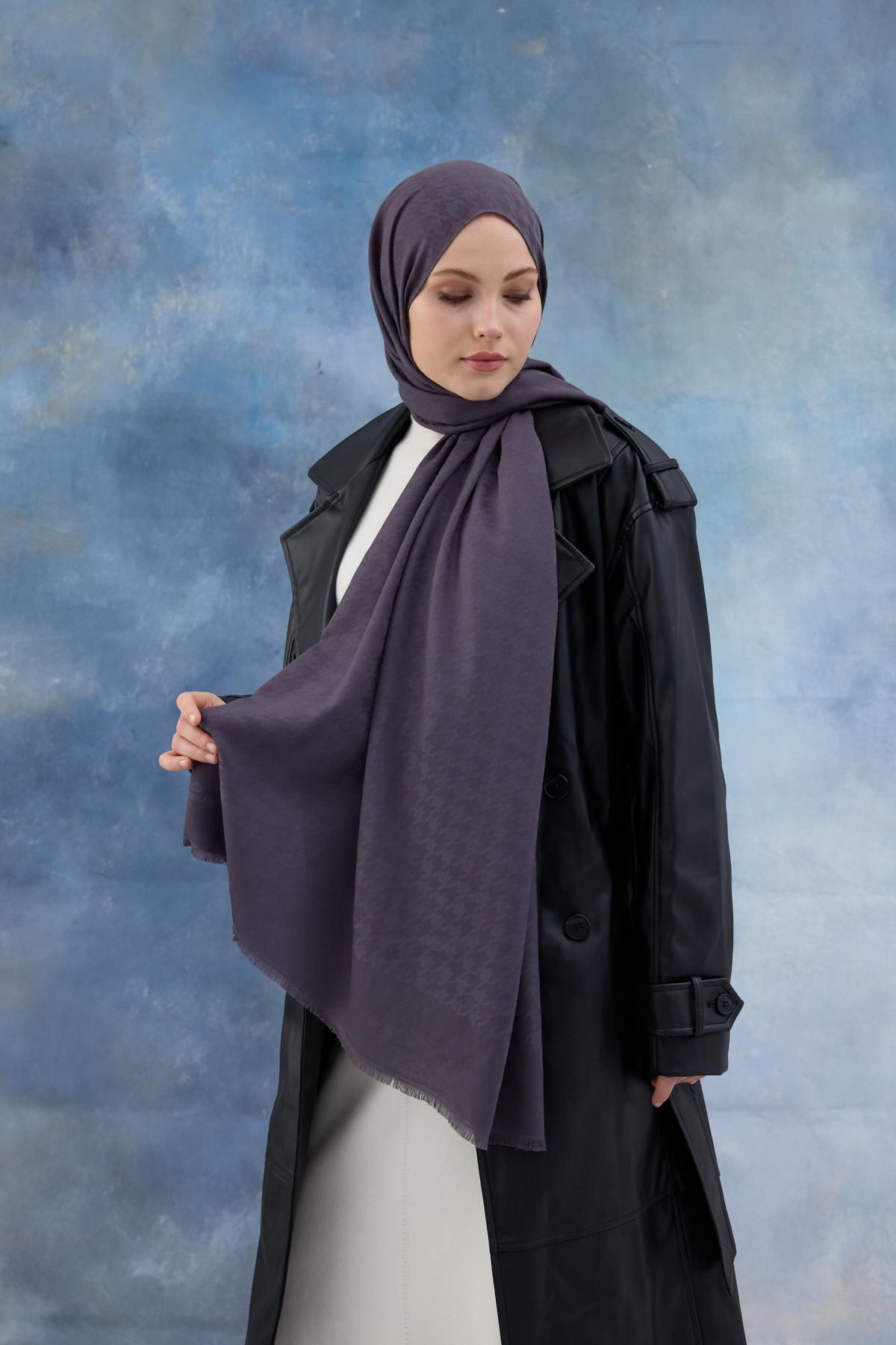 İpekhan-Smoked Crow's Feet Patterned Cotton Jacquard Shawl - 8011-05 3