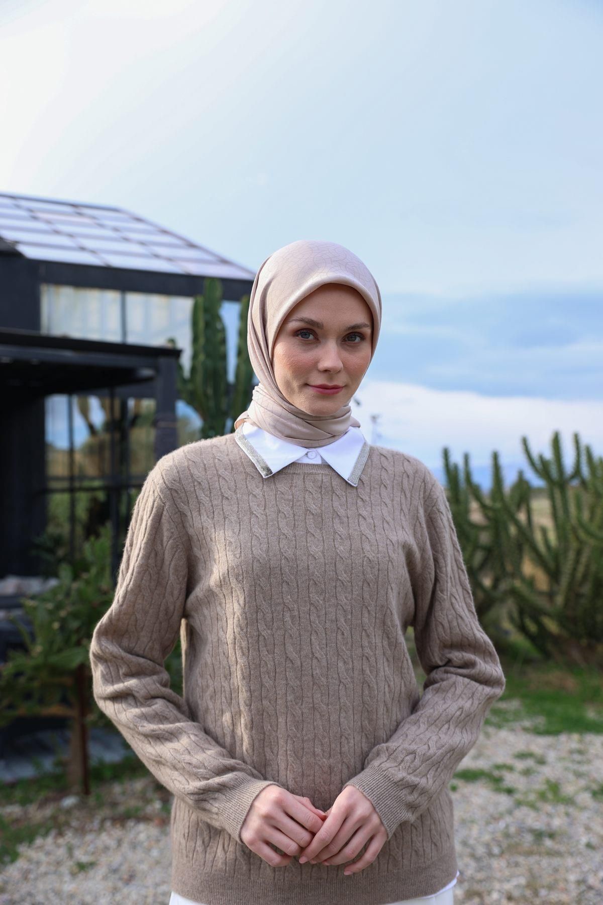 İpekhan-Κασκόλ Celina Jacquard Γκρι Ροζ 9902-13 1