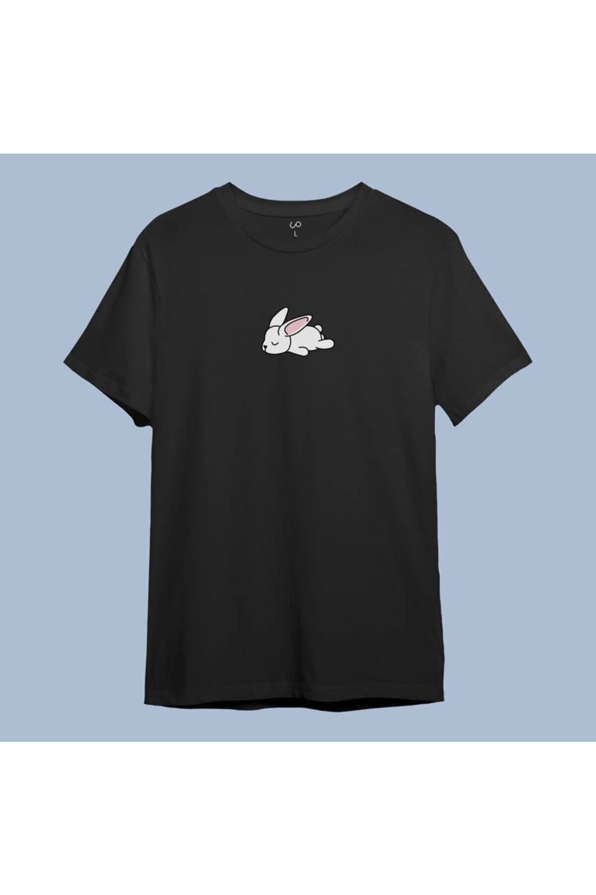 Pisa Art - Tembel Tavşan Baskılı Yeni Sezon Unisex Oversize T-shirt