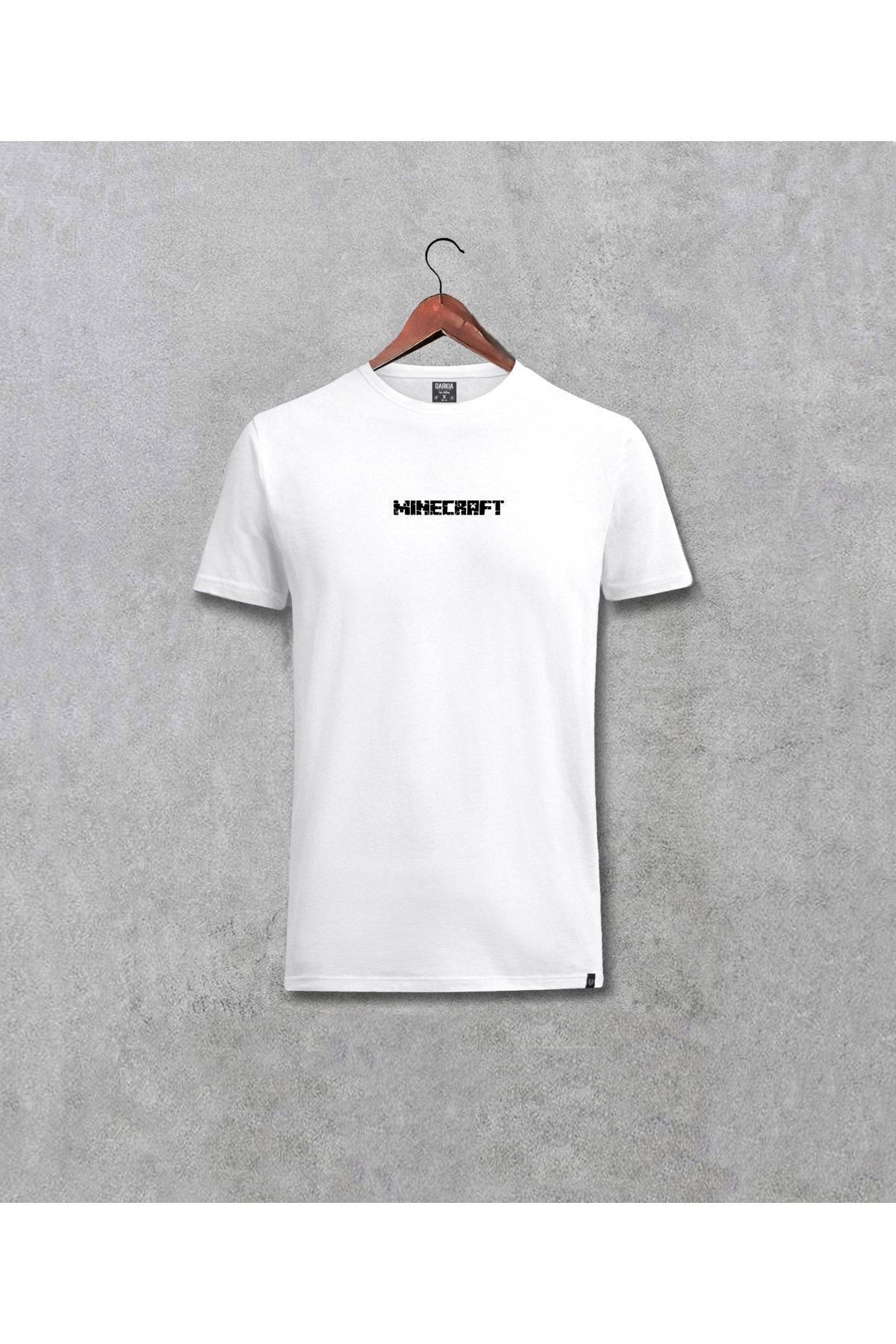 Pisa Art Erkek Beyaz Minecraft Oyun Minimal Baskılı Tişört